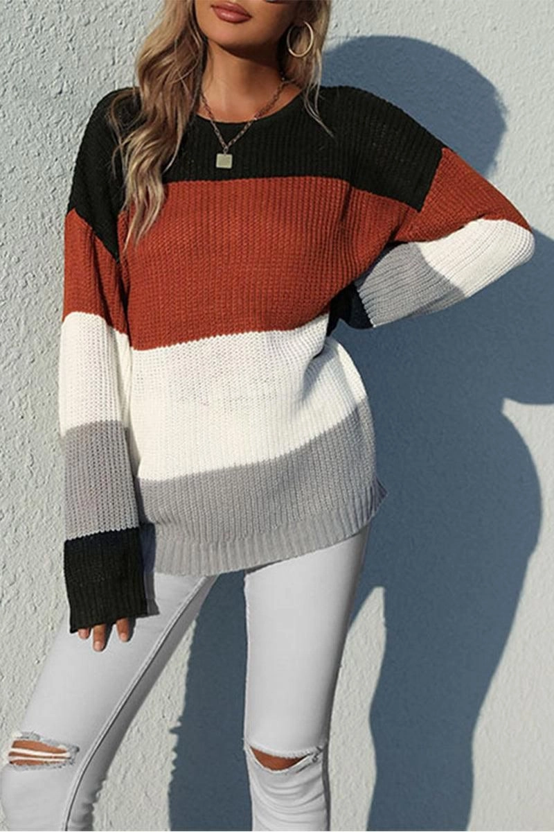 LOOSE FIT COLOR BLOCK DAILY SWEATER Long Sleeve Tee Airflow Mesh Lining