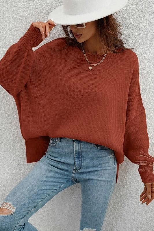 Unstructured Fit LOOSE FIT DOLMAN SLEEVE KNIT SWEATER