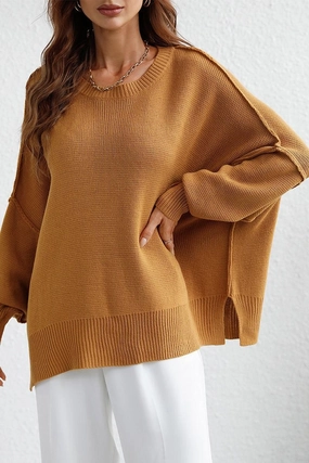 Versatile Shirt Sustainable Waterproofing LOOSE FIT DOLMAN SLEEVE KNIT SWEATER