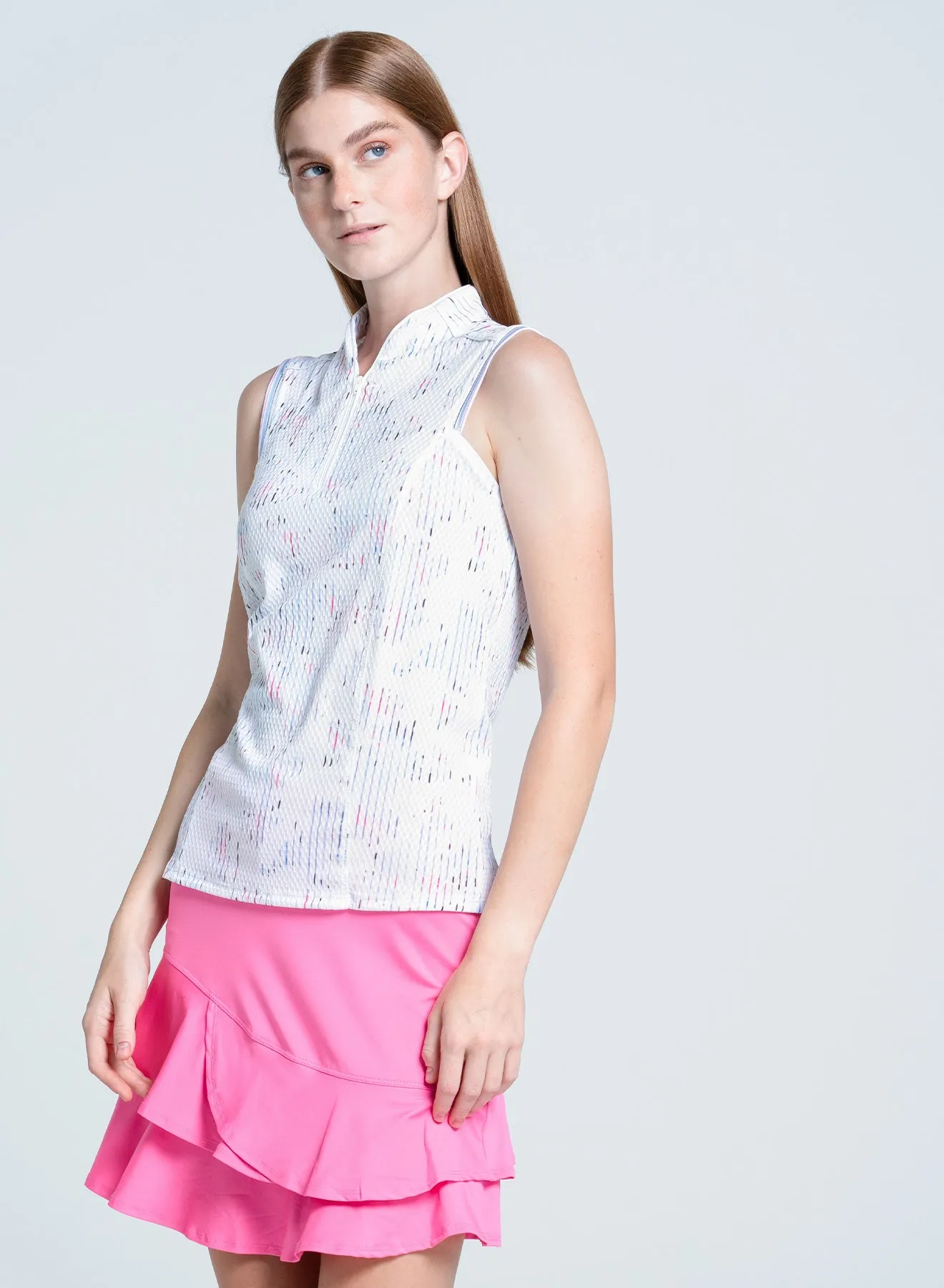 Love Me Blue Sleeveless Double Faced Jersey Knit Reflective Logo Detail