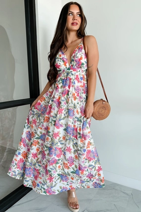 Everyday-Comfort Modern and Stylish Love Unscripted Floral Maxi Dress (Fuchsia Multi)