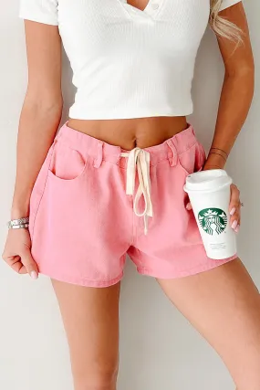 Lowkey Lovely Drawstring Denim Shorts (Pink) Flexible Design