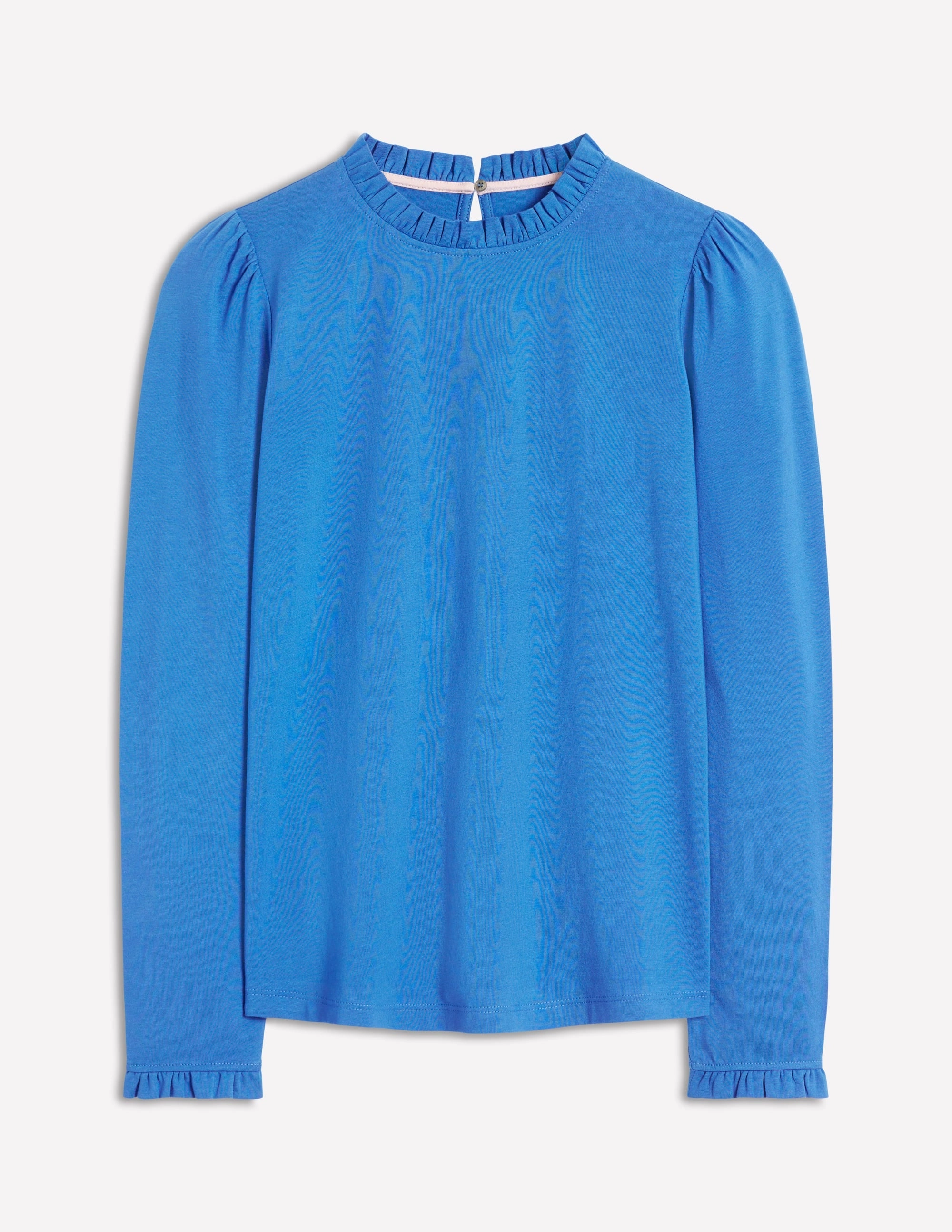 Wind Resistant Fabric NonChafe Tag Placement Supersoft Frill Detail Top-Palace Bule