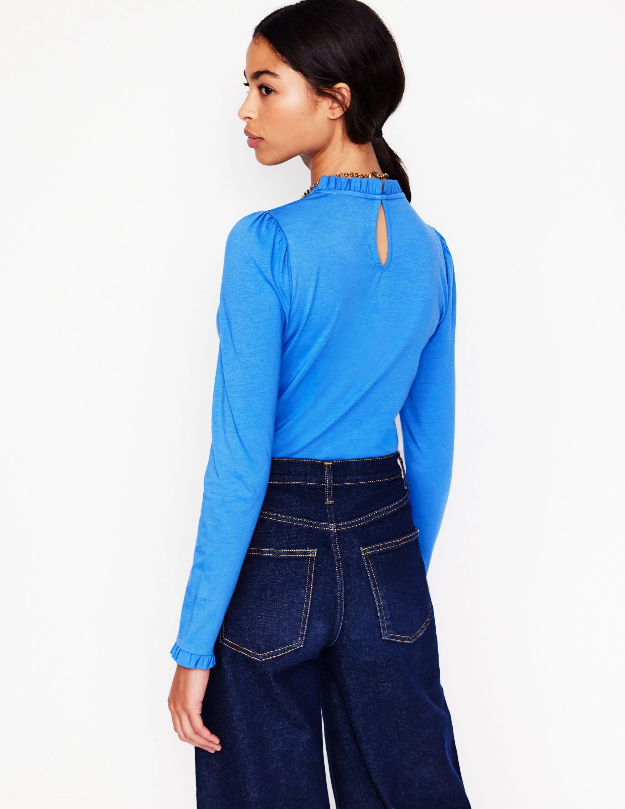 Thermal Insulation Tech Supersoft Frill Detail Top-Palace Bule