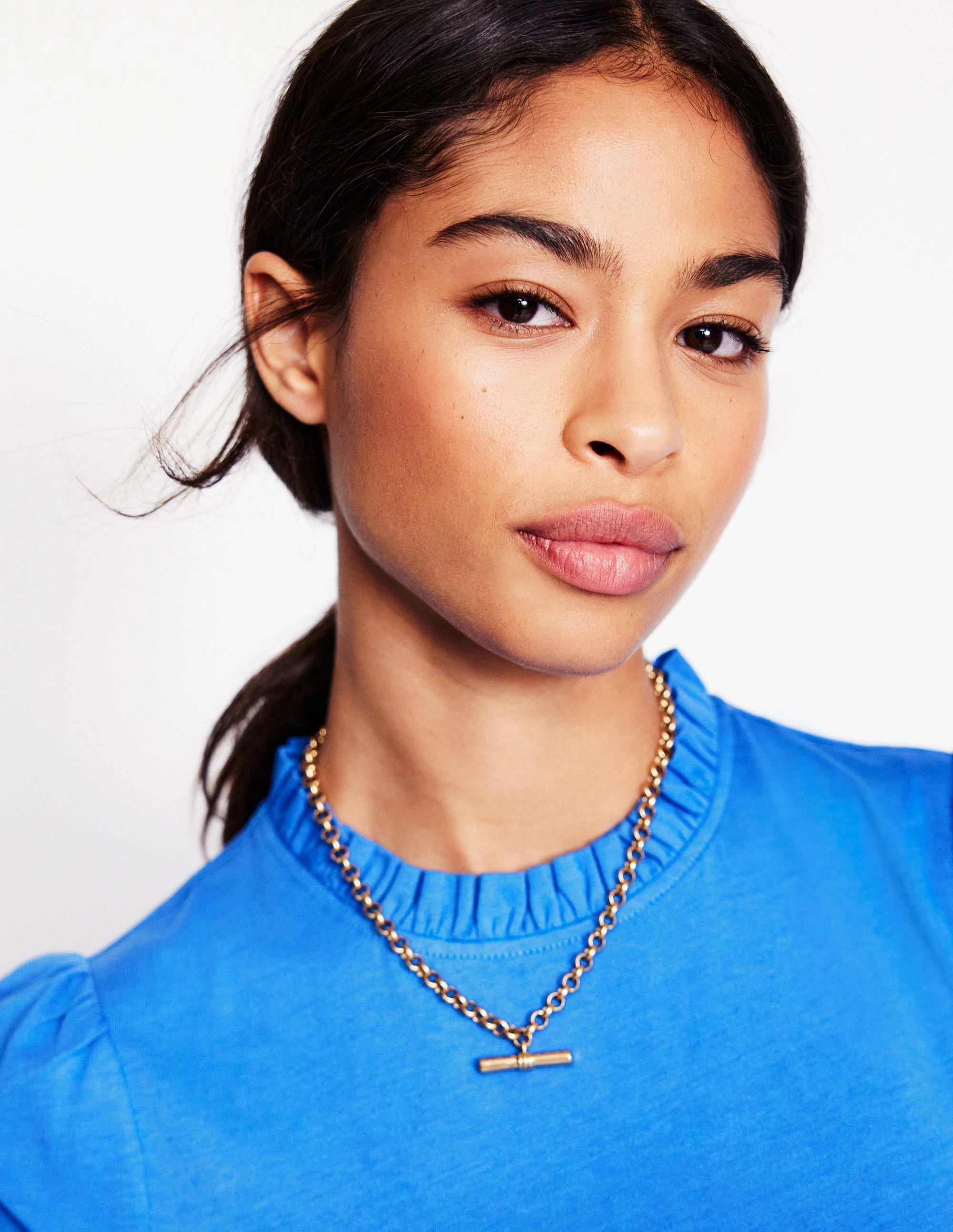 WrinkleResistant Cloth AntiFade Treatment Supersoft Frill Detail Top-Palace Bule