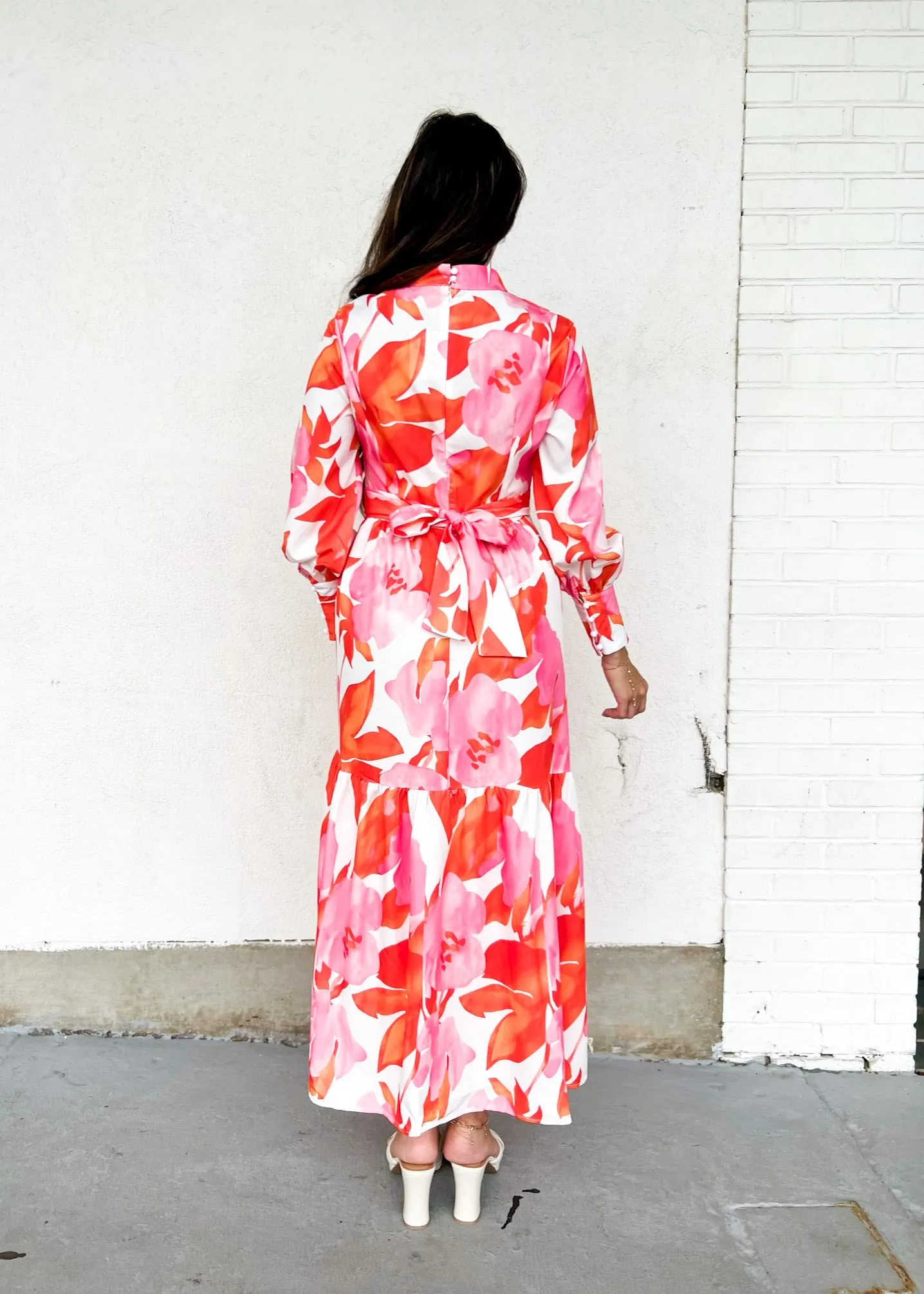 Waist-Cinching NINA FLORAL RADIANCE MAXI DRESS