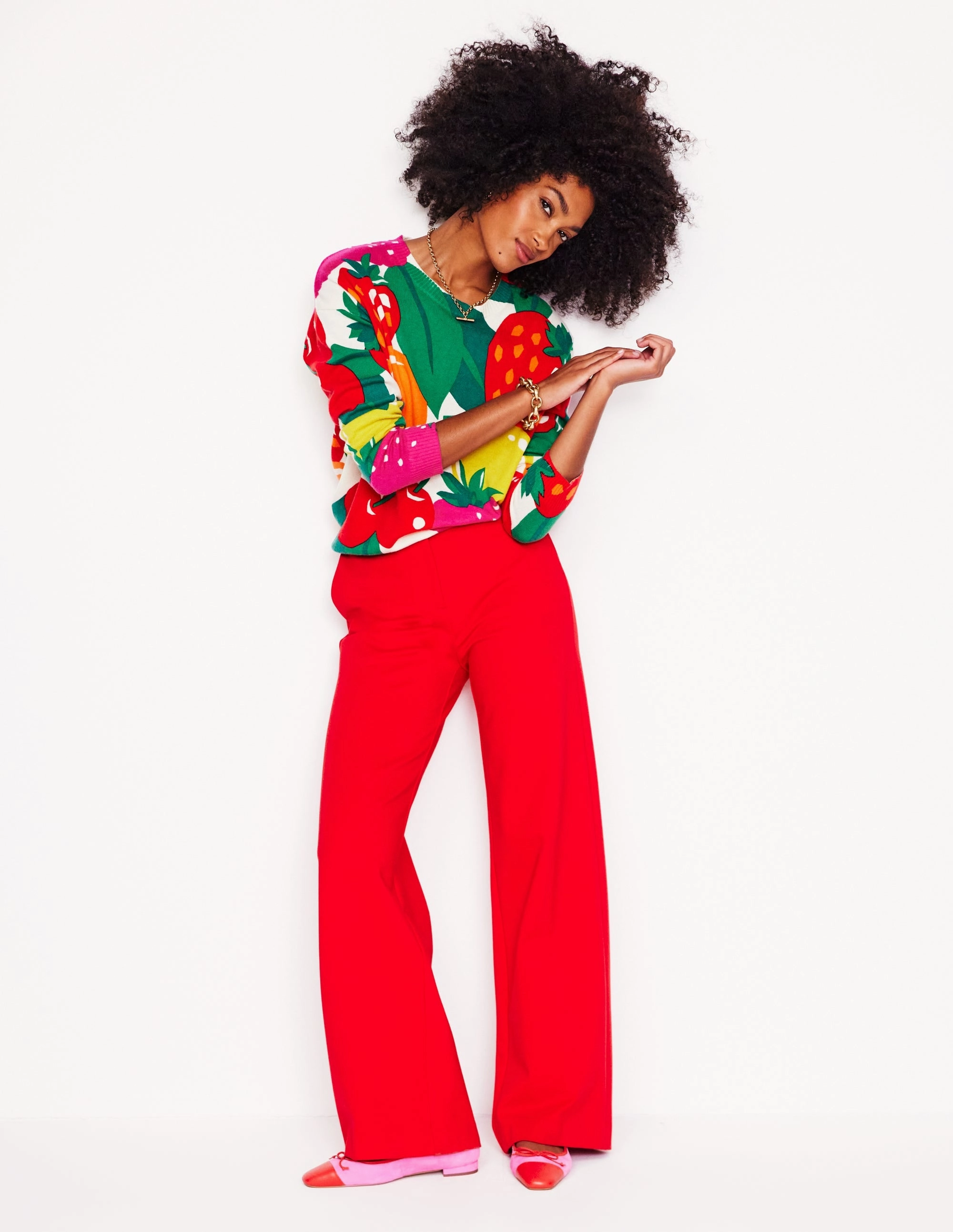 OdorResistant Fabric City Layer Lydia Cashmere Jumper-Multi, Summer Fruits