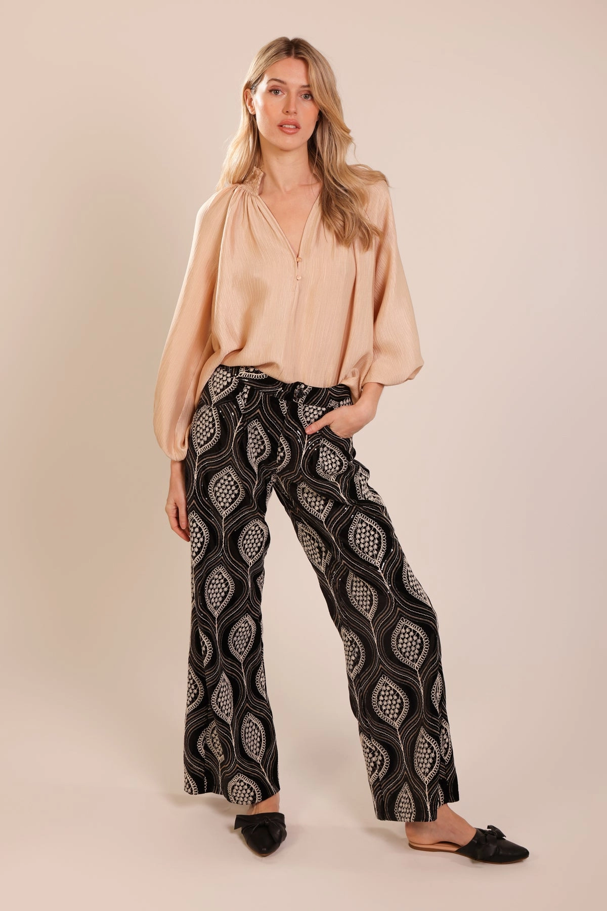 Madding Blouse in Cream Tagless Design Smooth Interior Lining