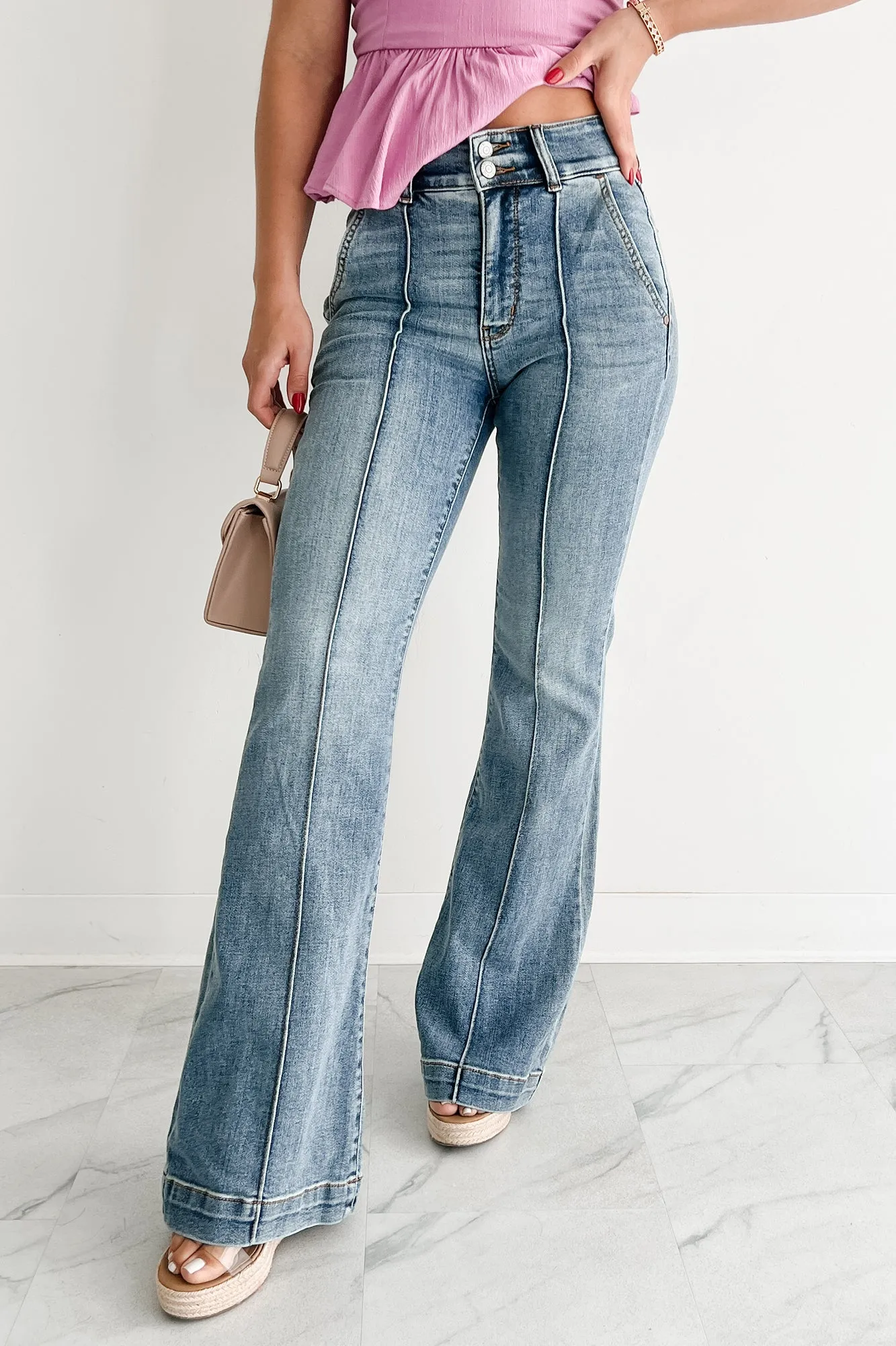 Mae High Rise Judy Blue Flare Jeans (Medium) Seam-Free Core Fit