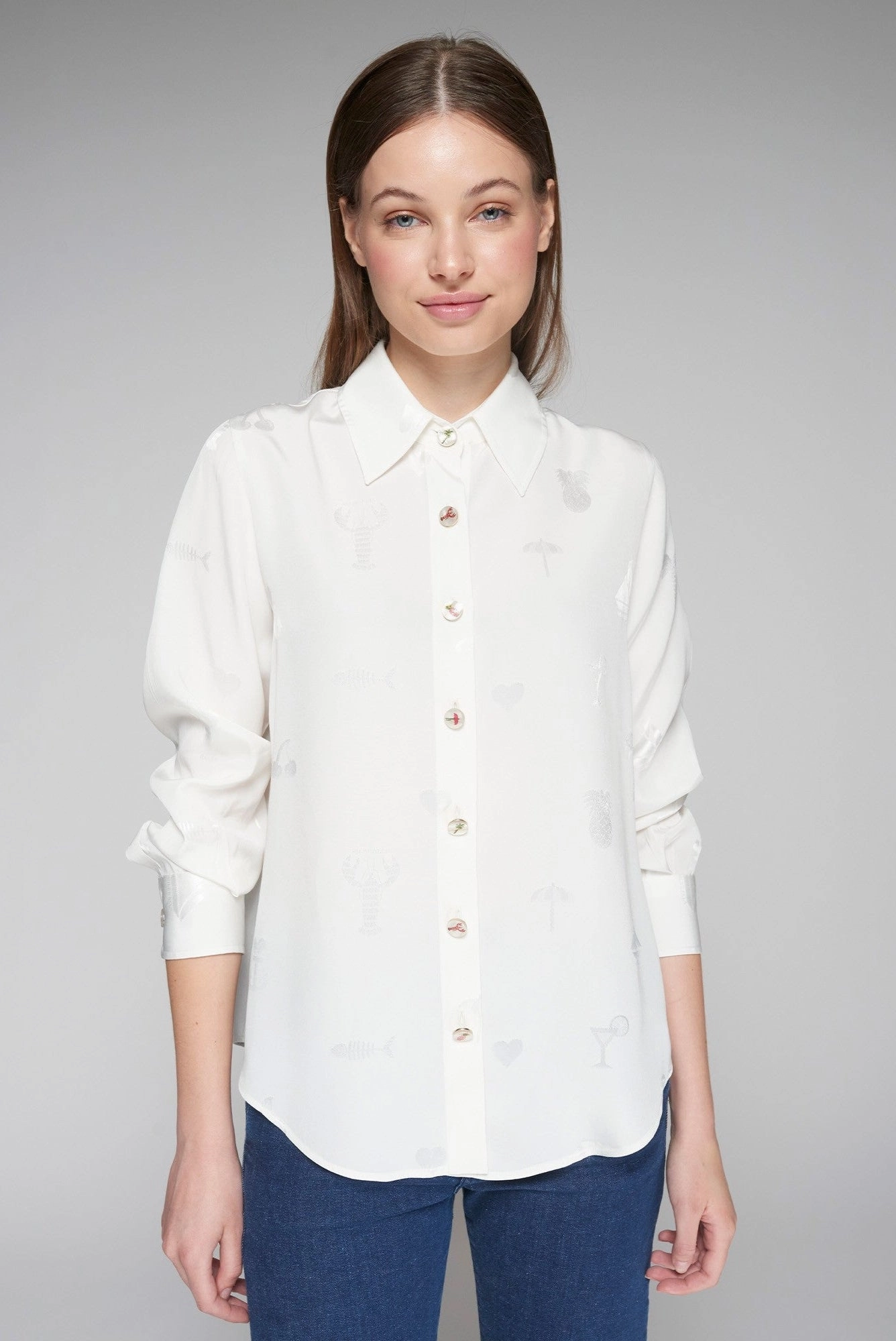 Mafalda Blouse in Blanco Jacquard CrossBackDesign