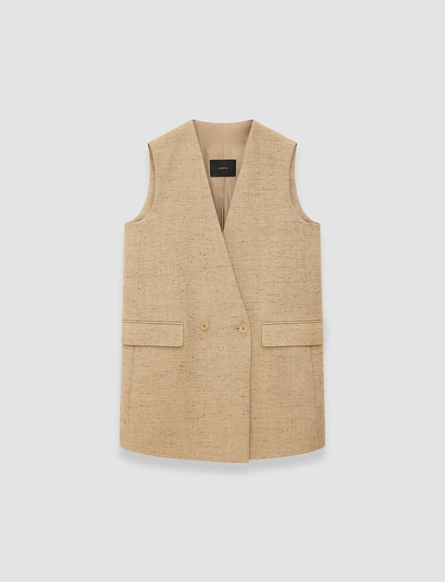 Speckled Silk Linen Arago Waistcoat Multi Pocket Configuration