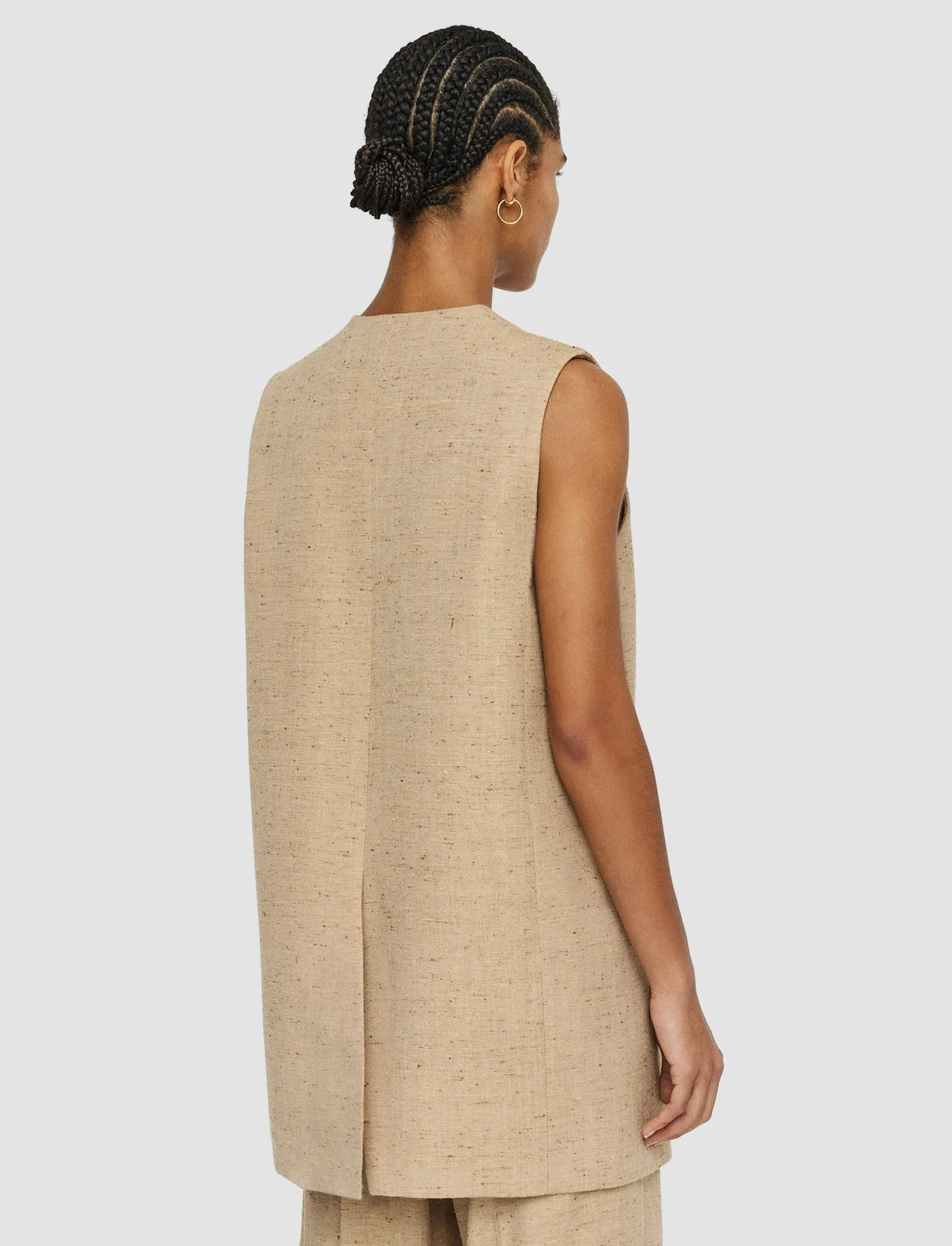 Speckled Silk Linen Arago Waistcoat High - end Snag Free Zippers