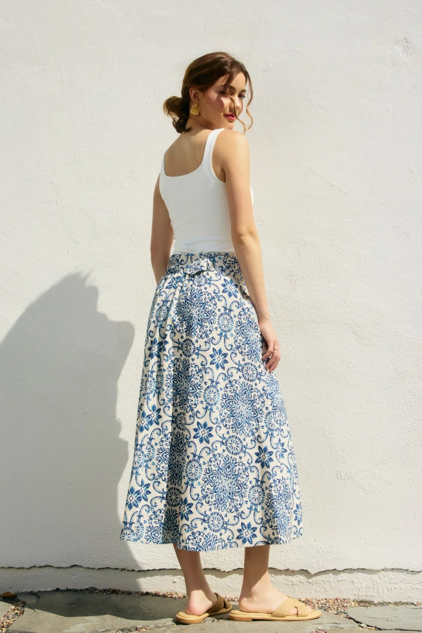 MARISSA MOSAIC BELTED MIDI SKIRT Sporty Edge Couture Inspired