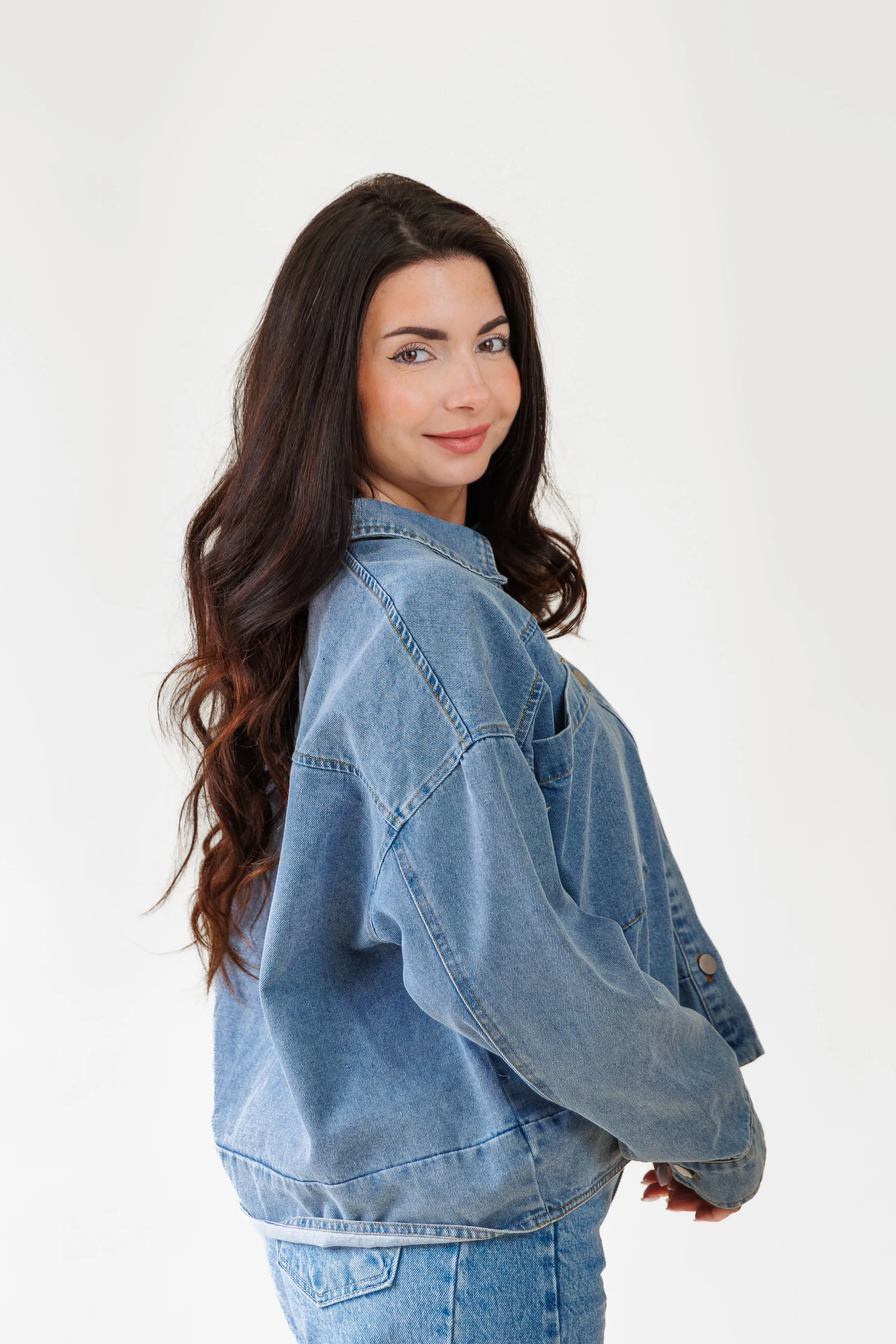 MARLEIGH DENIM JACKET Stretch Knit Material