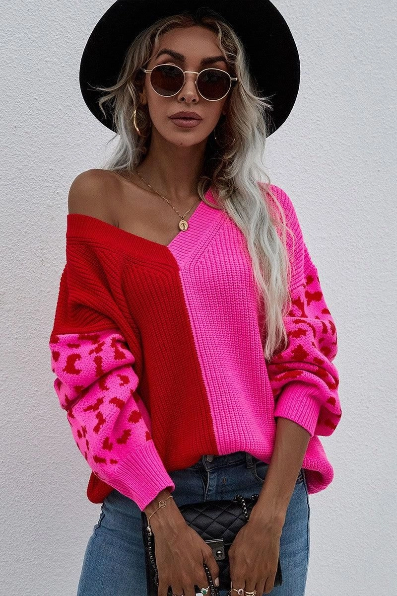 Cozy Fit Regular Fit V NECK LEOPARD TOP