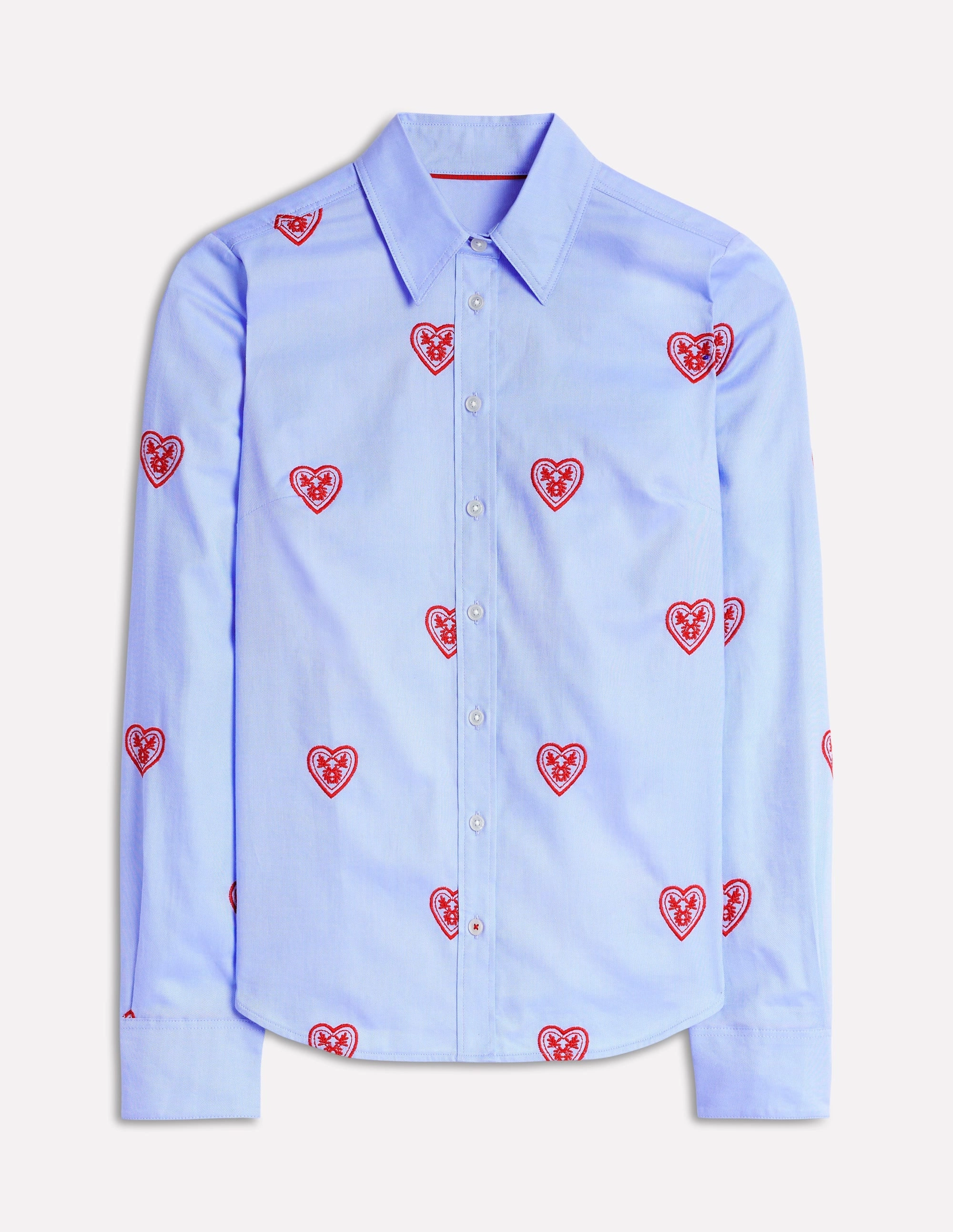 Sienna Interest Cotton Shirt-Blue Oxford, Hearts High Durability Material DoubleLayered Collar