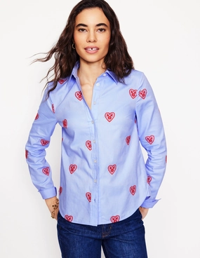 Sienna Interest Cotton Shirt-Blue Oxford, Hearts Winter Hoodie