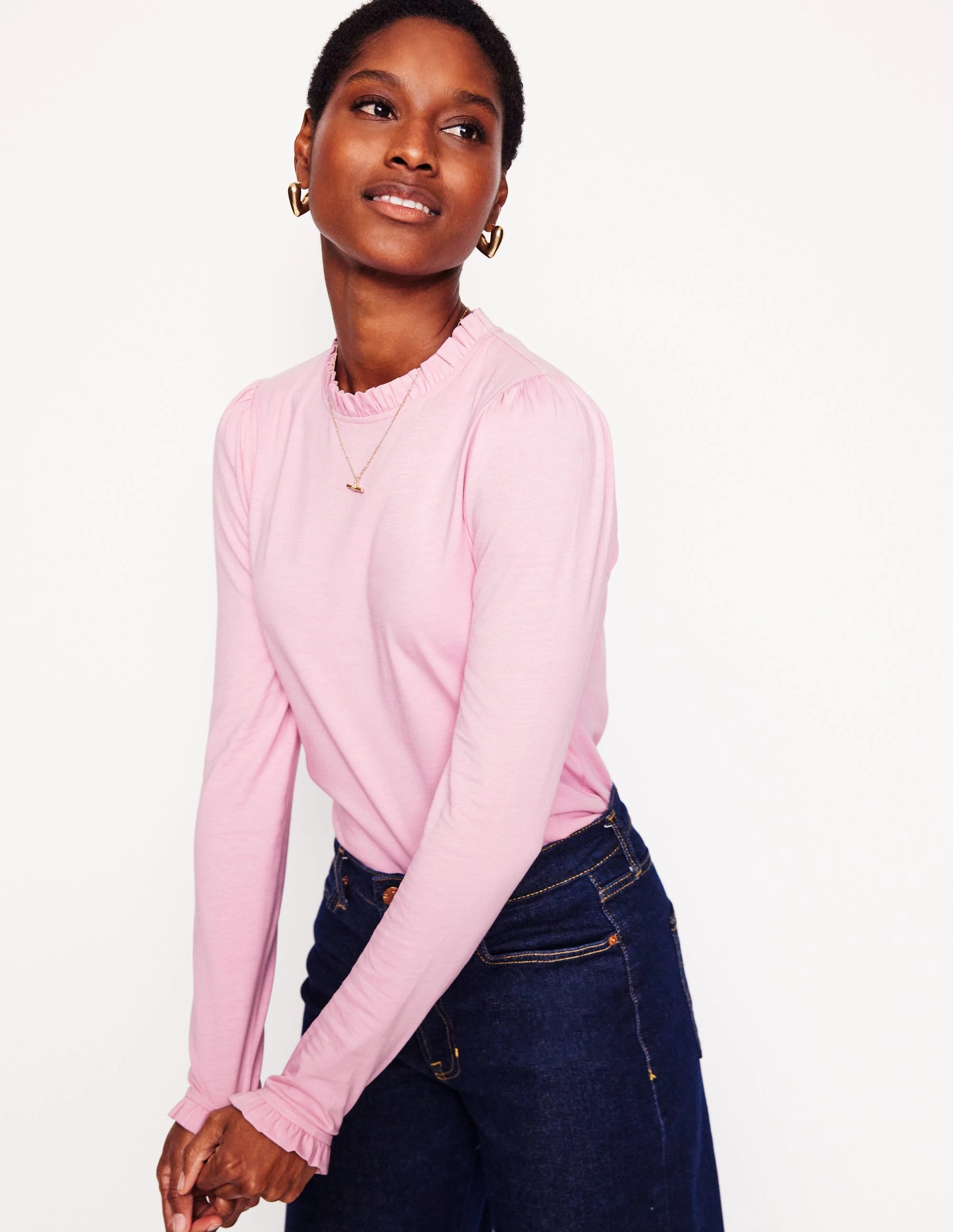 Supersoft Frill Detail Top-Soft Lavender Antimicrobial Finish