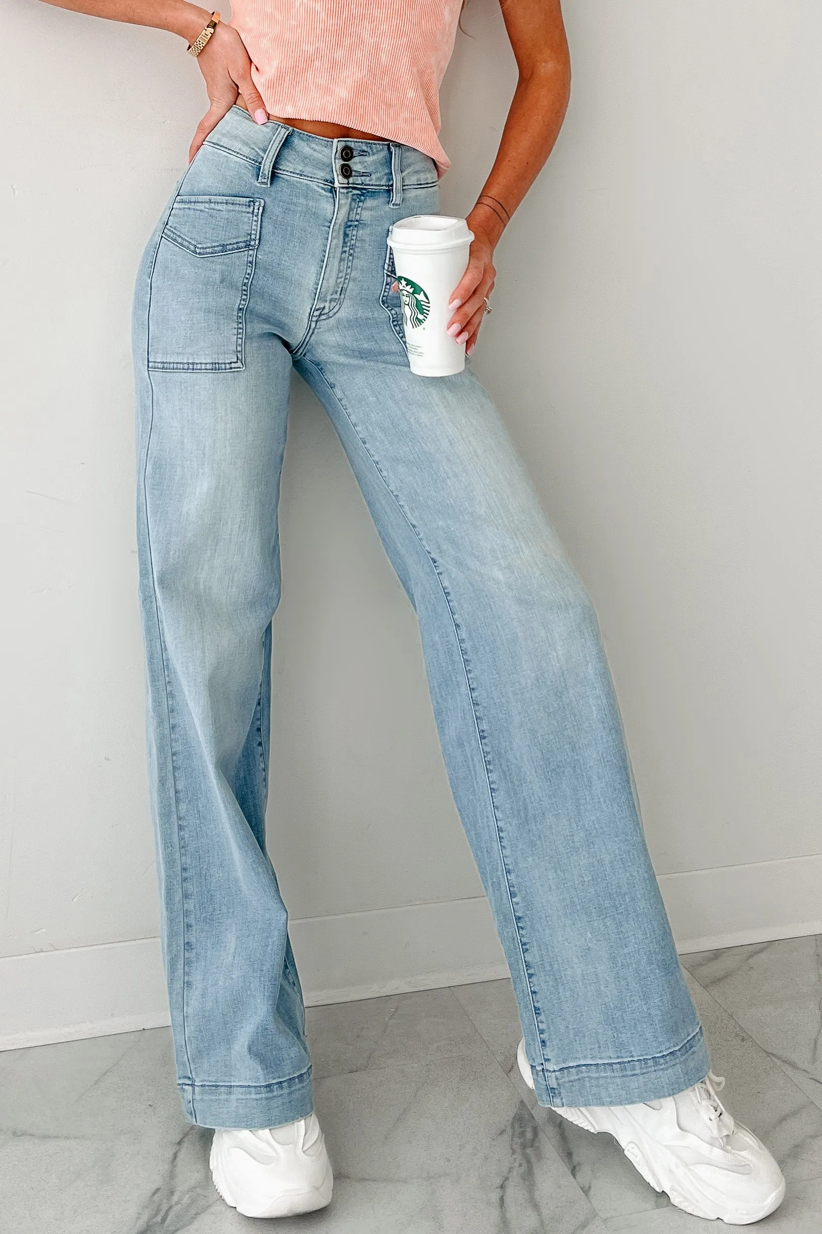 Flexible Design NonChafing Fabric Zella High Rise Wide Leg Eunina Jeans (Medium)