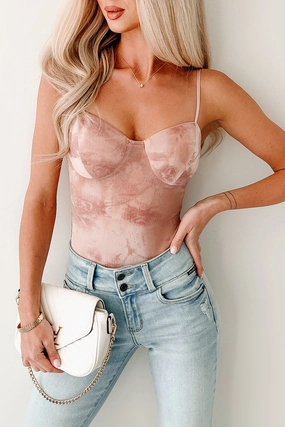 Sweat Proof Midnight Playlist Sleeveless Mesh Bodysuit (Mauve)