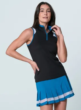 Quick-Dry Breathable Microfiber Color Block Zip Tank