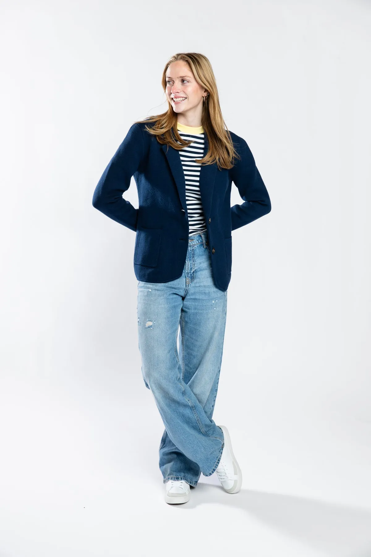 Milly Single Breasted Blazer in Navy BreathableBackVents