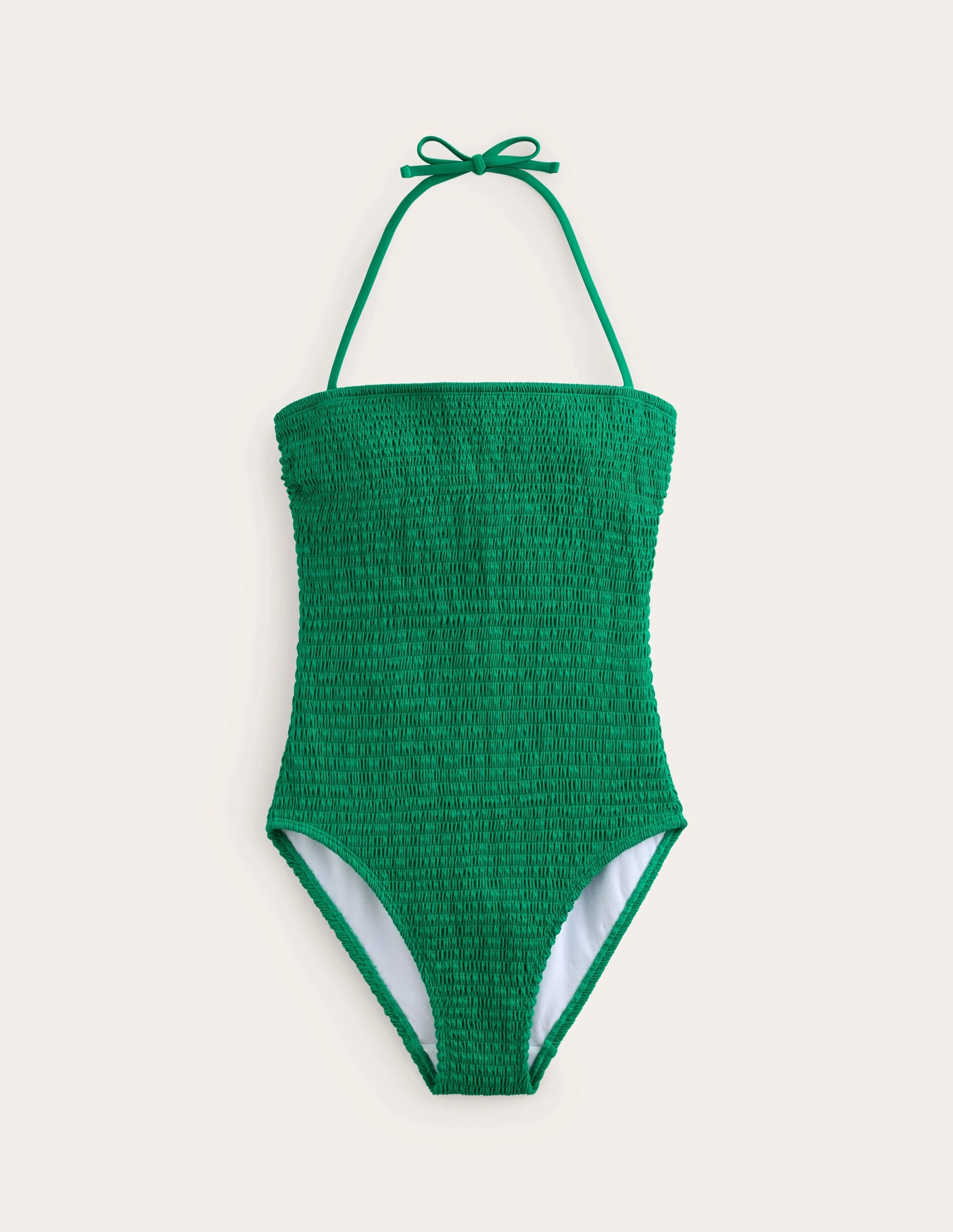 Secure Hold Milos Smocked Bandeau Swimsuit-Green Pepper