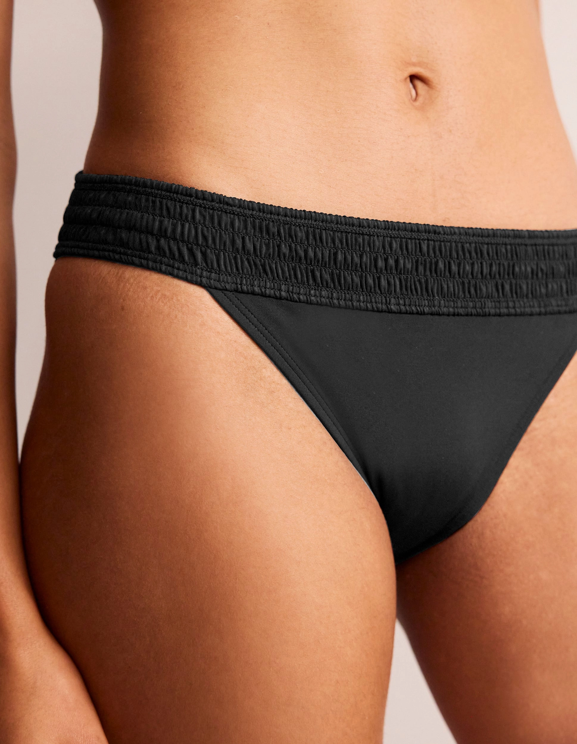 Milos Smocked Bikini Bottoms-Black Vibrant Patterns Sunbathing Essentials