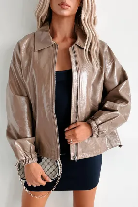 cultural festival Active Protection Always Opinionated Patent Leather Jacket (Brown)