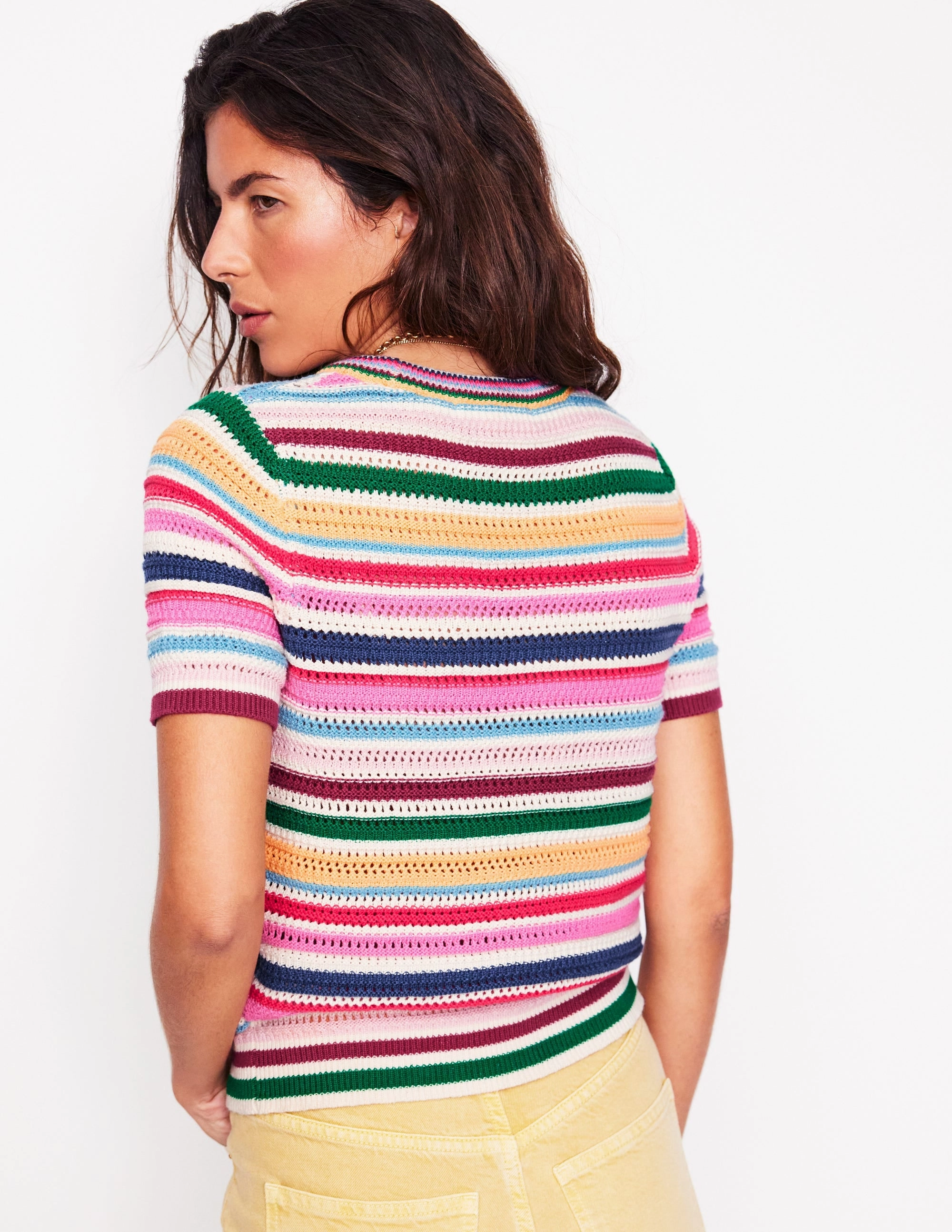 Textured Stitch T-Shirt-Pink Rose, Terracotta Rainbow AntiStatic Coating MoistureControl Fabric