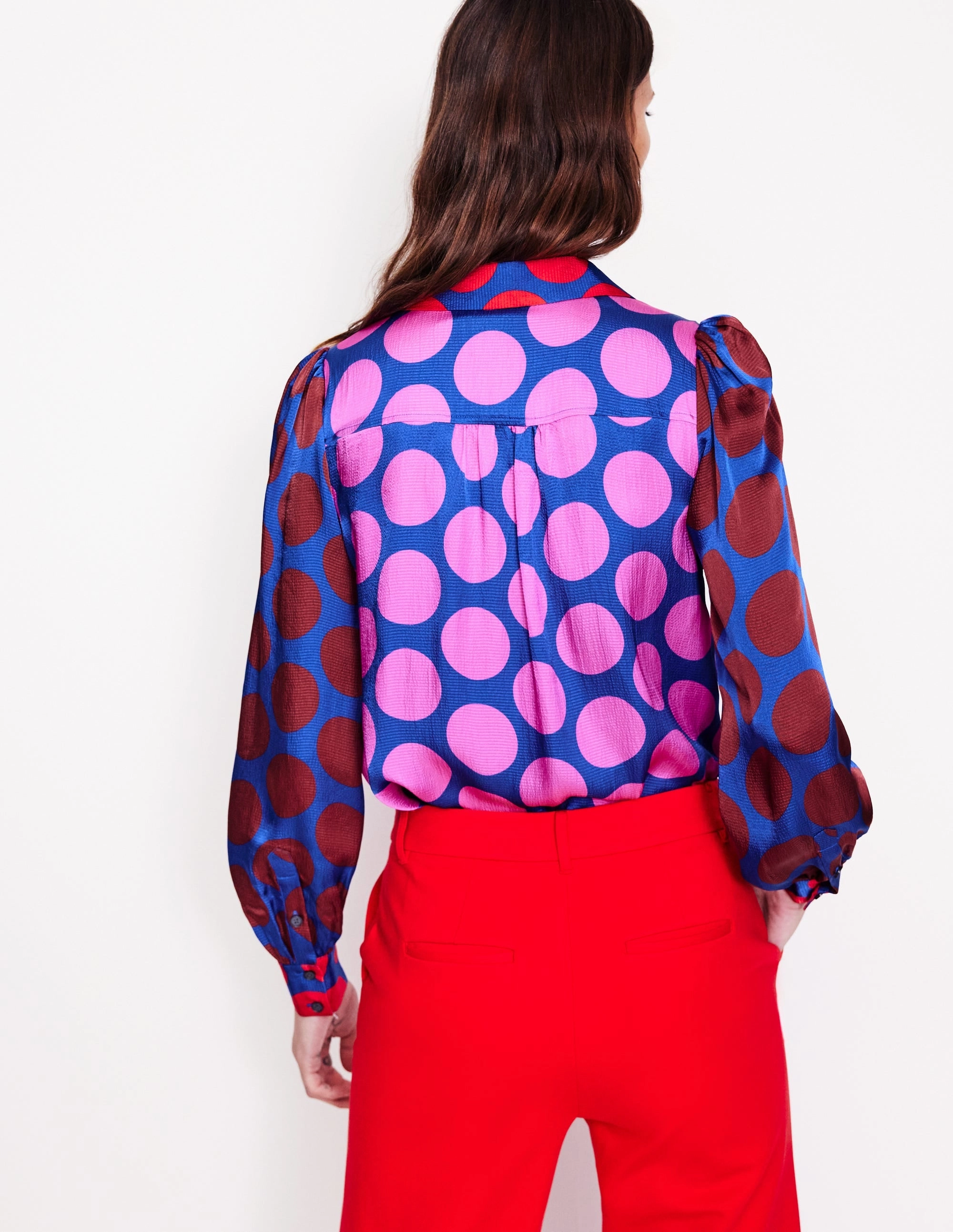 Wrinkle Resistant Texture Stretch Fabric Hammered Satin Shirt-Tickled Pink, Spot