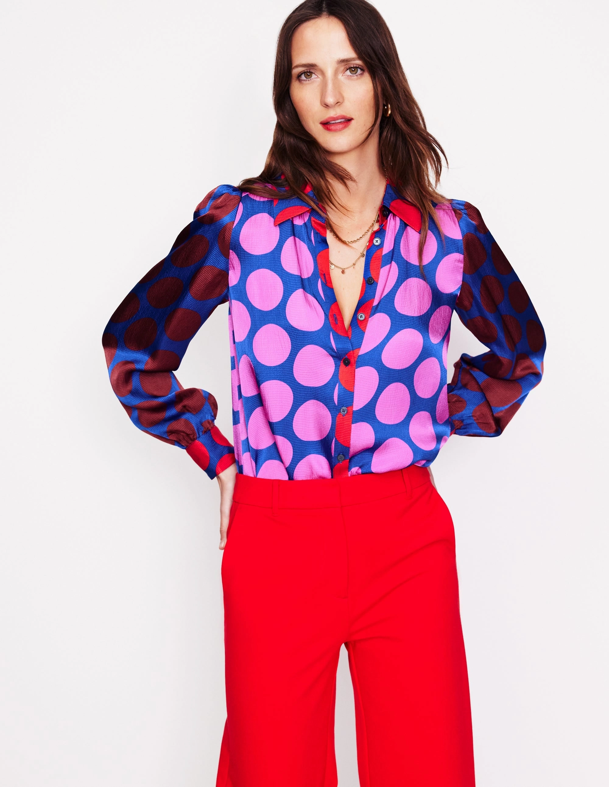 Hammered Satin Shirt-Tickled Pink, Spot WrinkleFree Weaving