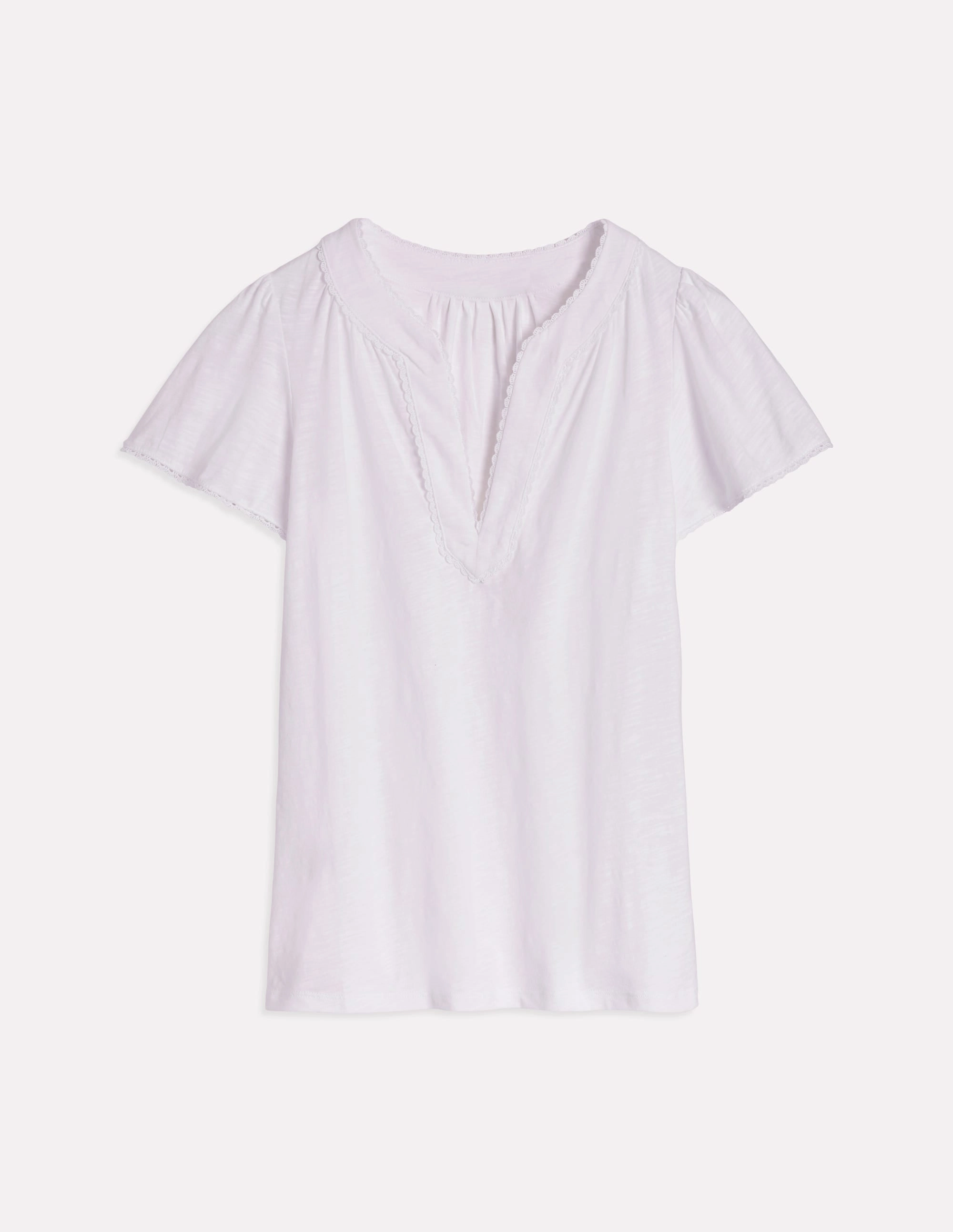 AntiPill Finish WideNeckOpening Ava Short Sleeve Top-White
