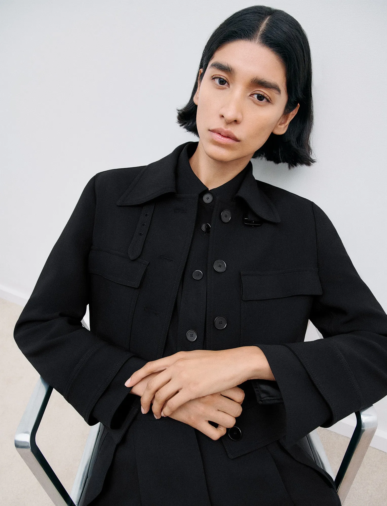 Mistral Fluid Twill Wool Jacket Hooded Reinforced Seams