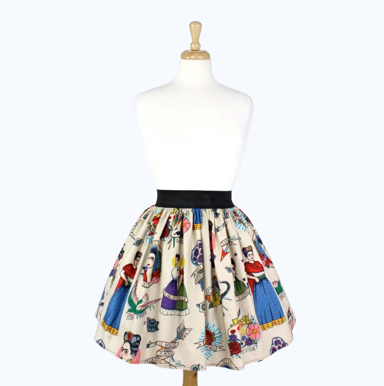 Colorful Elastic Frida Portrait Skirt # S-AP646 Embossed Detail Crisp Finish