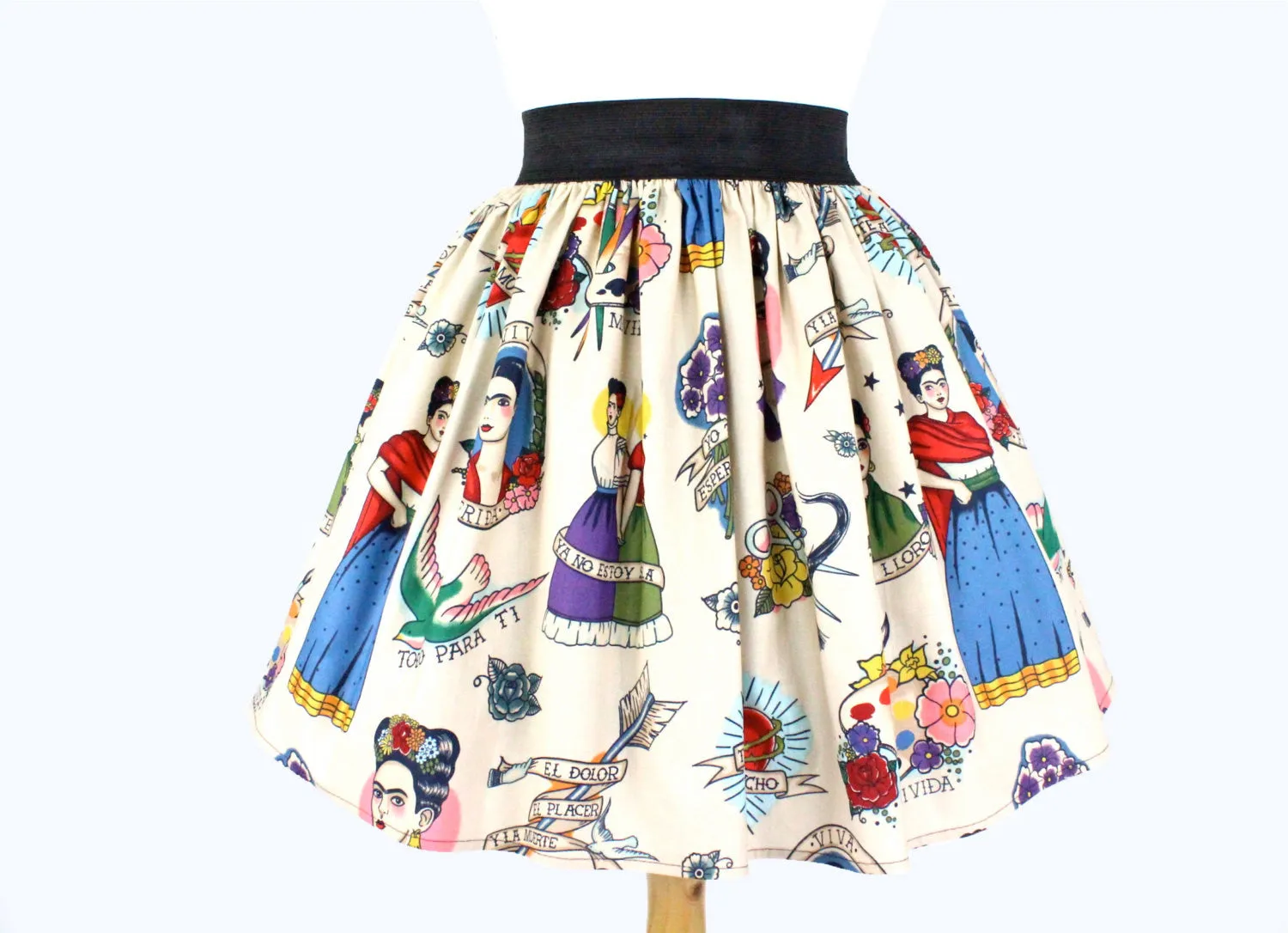 Colorful Elastic Frida Portrait Skirt # S-AP646 Creative Layering