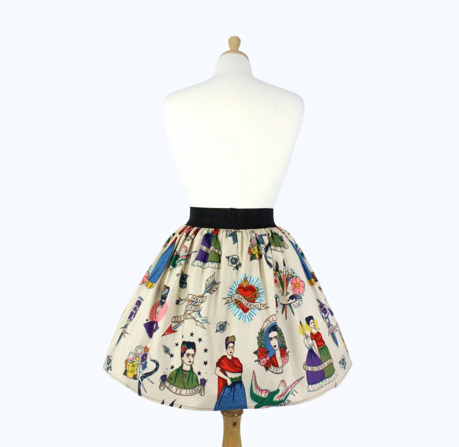 Colorful Elastic Frida Portrait Skirt # S-AP646 City Tones Weekend Favorite