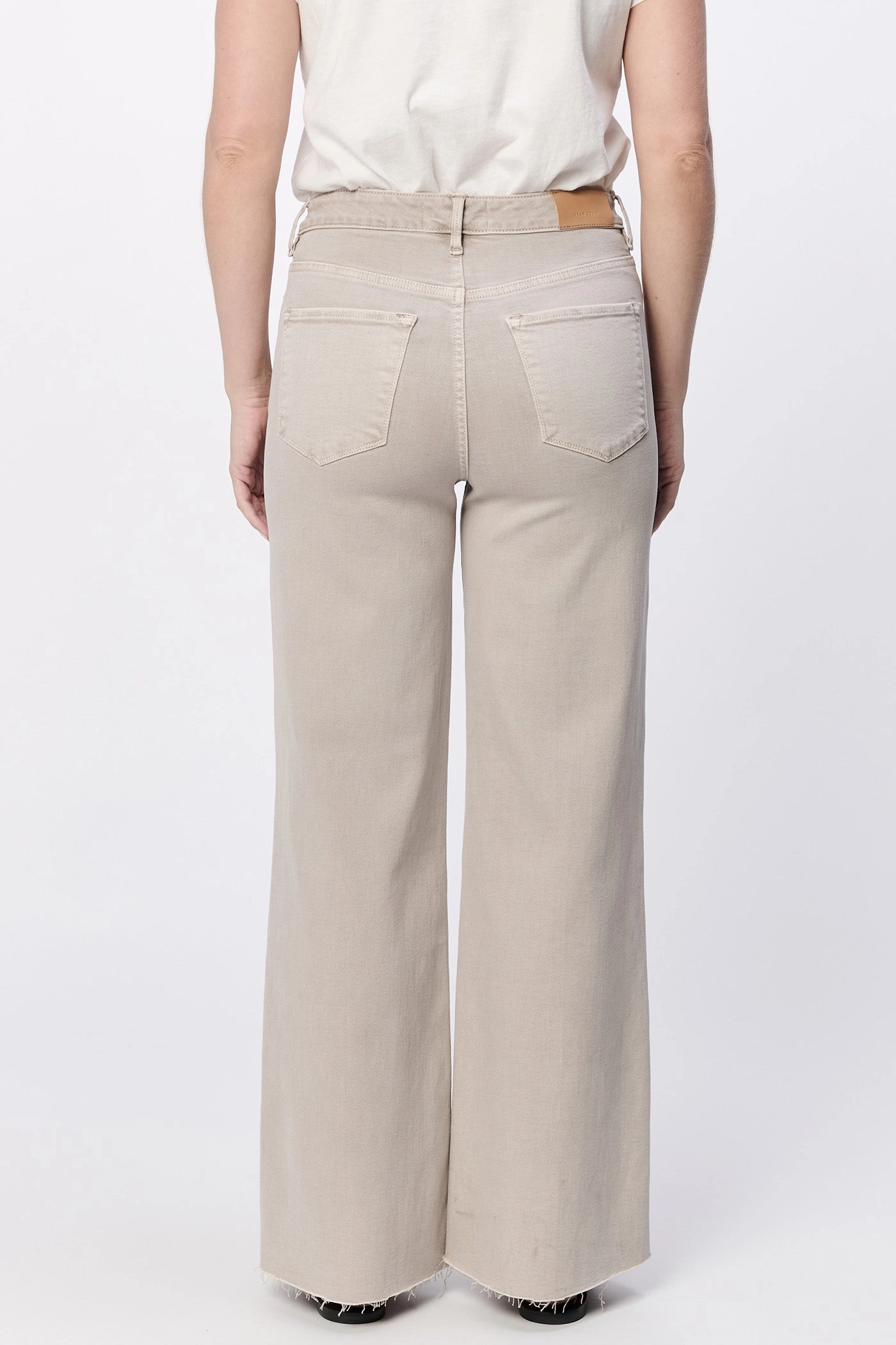 Dear John Fiona Wide Leg Jean in Stone Double Stitched Hems