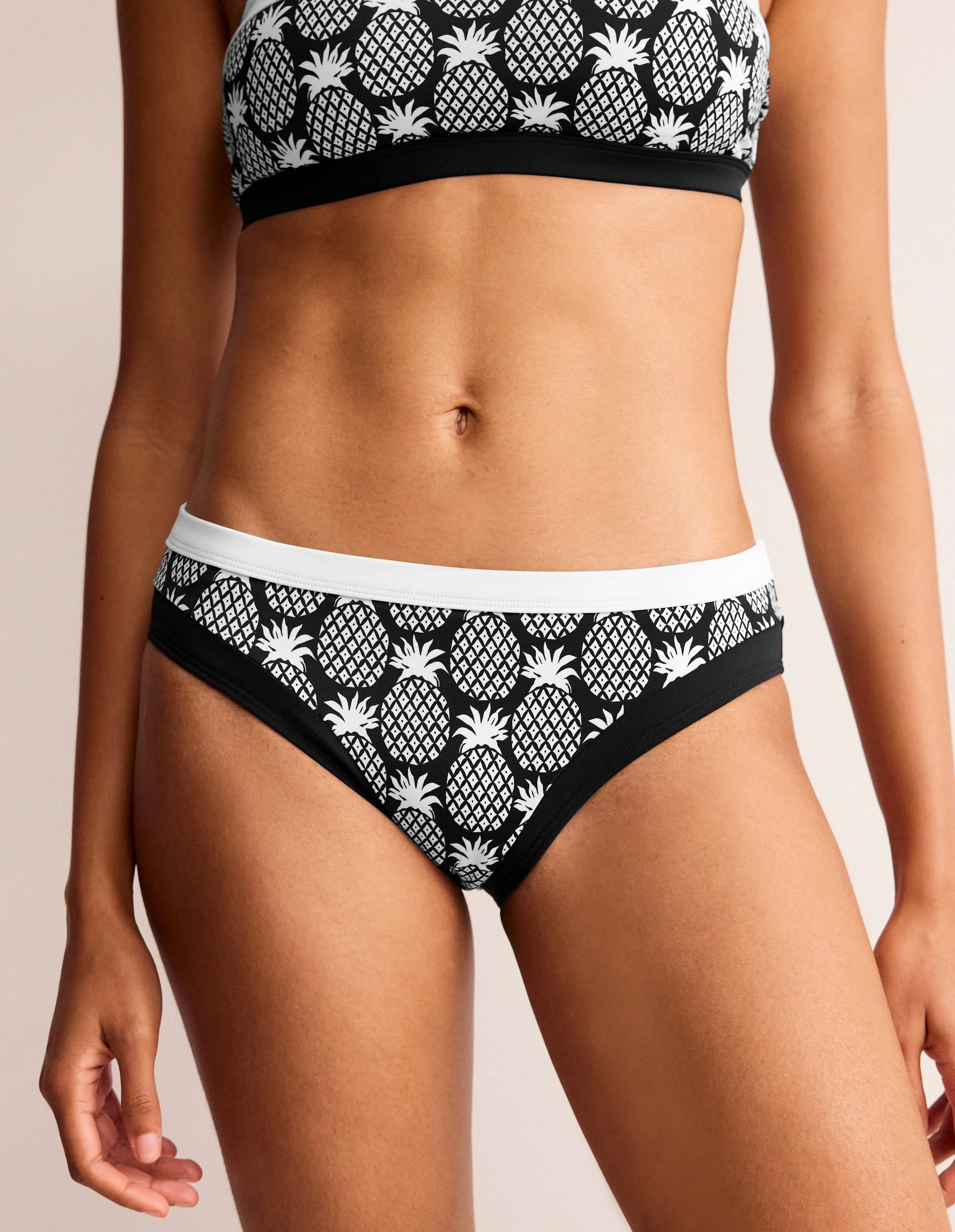 Odor Resistant Finish Santorini Bikini Bottoms-Black, Pineapple Geo