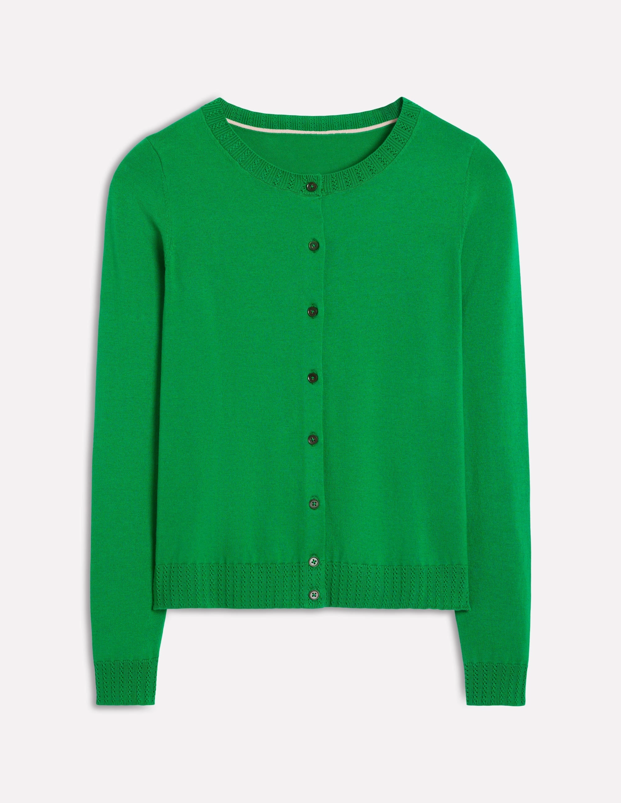 Emilia Cotton Crew Cardigan-Rich Emerald Thermal Insulation Drop Shoulder Design
