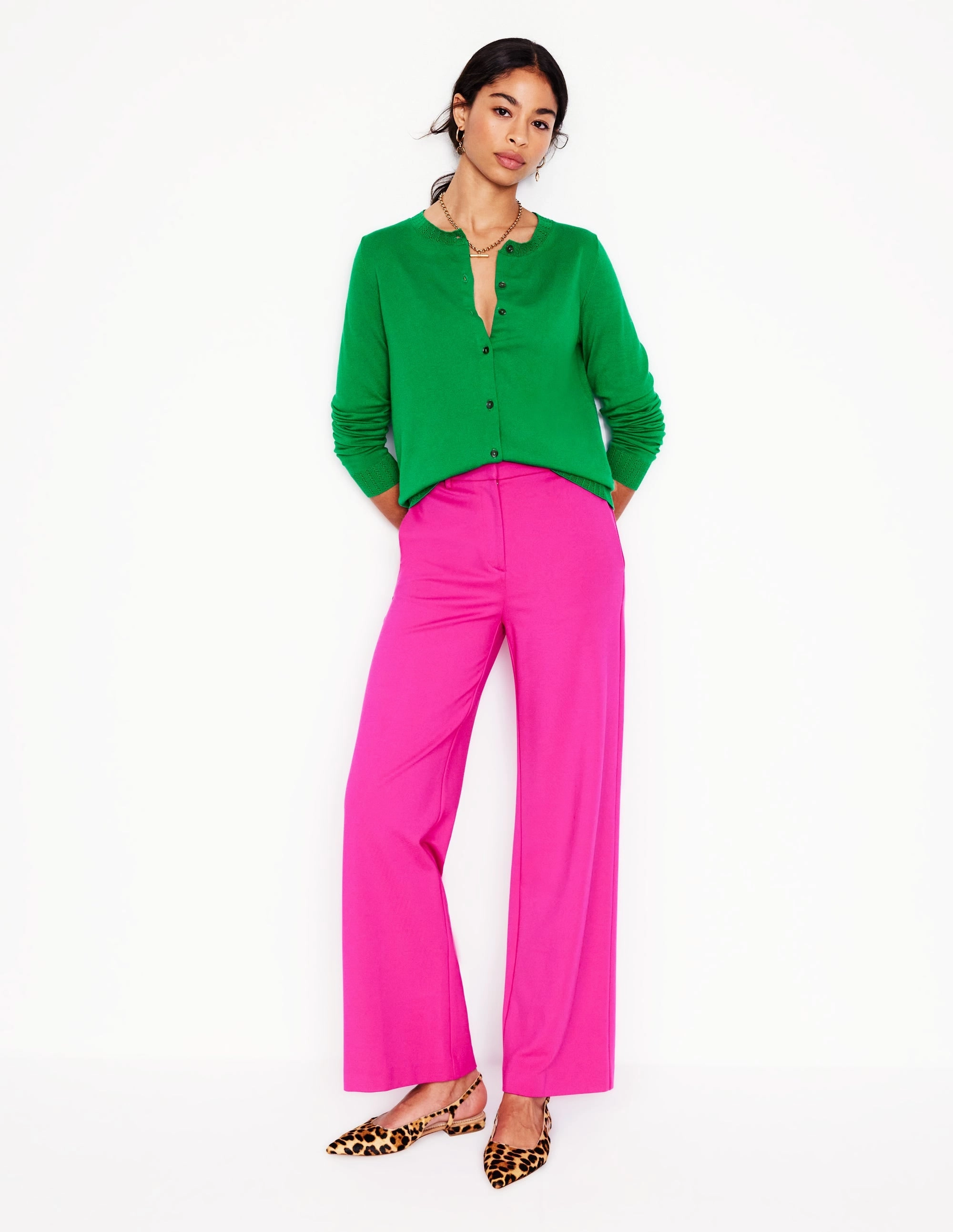 Homewear Style Urban Ready Emilia Cotton Crew Cardigan-Rich Emerald