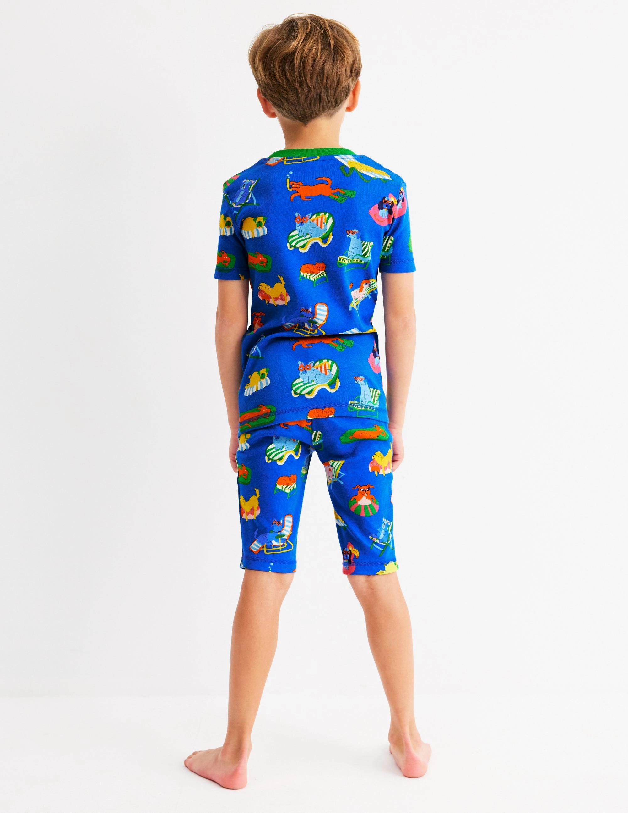 Snug Short John Pyjamas-Poolside Pets FlatlockStitching Wrinkle Free Texture