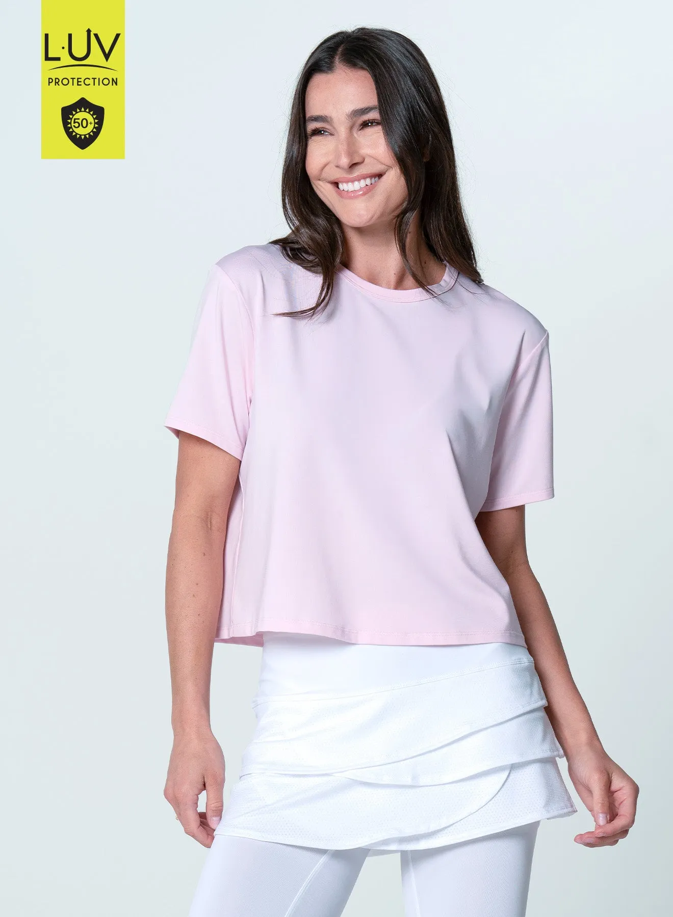 DoubleLayeredFabric Stretch Fabric Power Box Tee