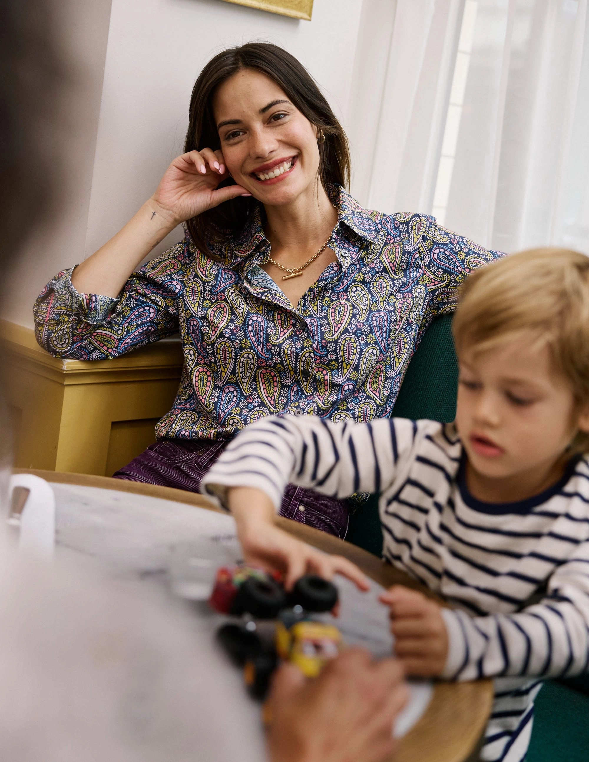 OdorResistantFinish Sienna Cotton Shirt-Dawn Blue, Illustrated Paisley