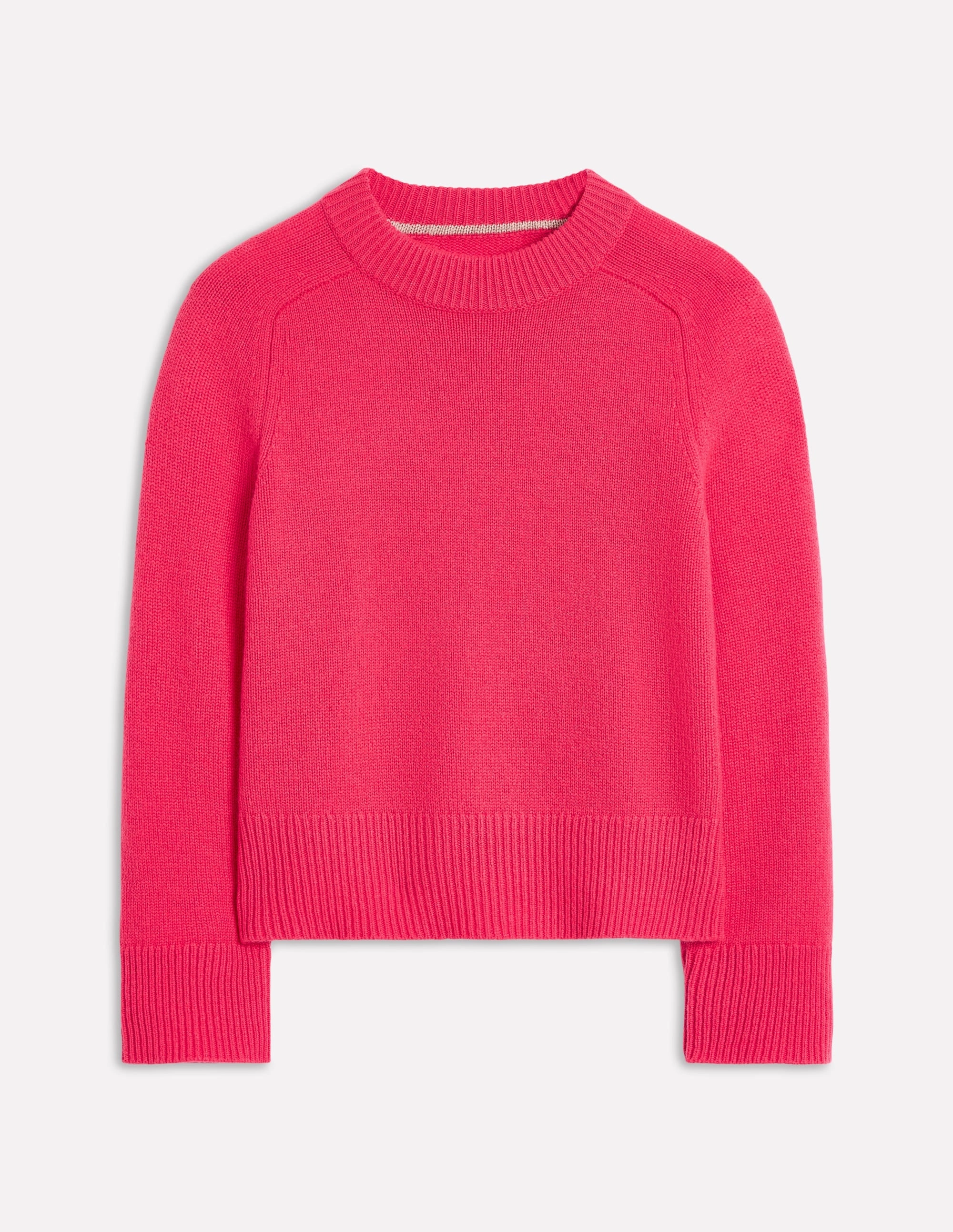 Simple Casual Style Compressed Stitch Wide Sleeve Cashmere Jumper-Camelia Pink