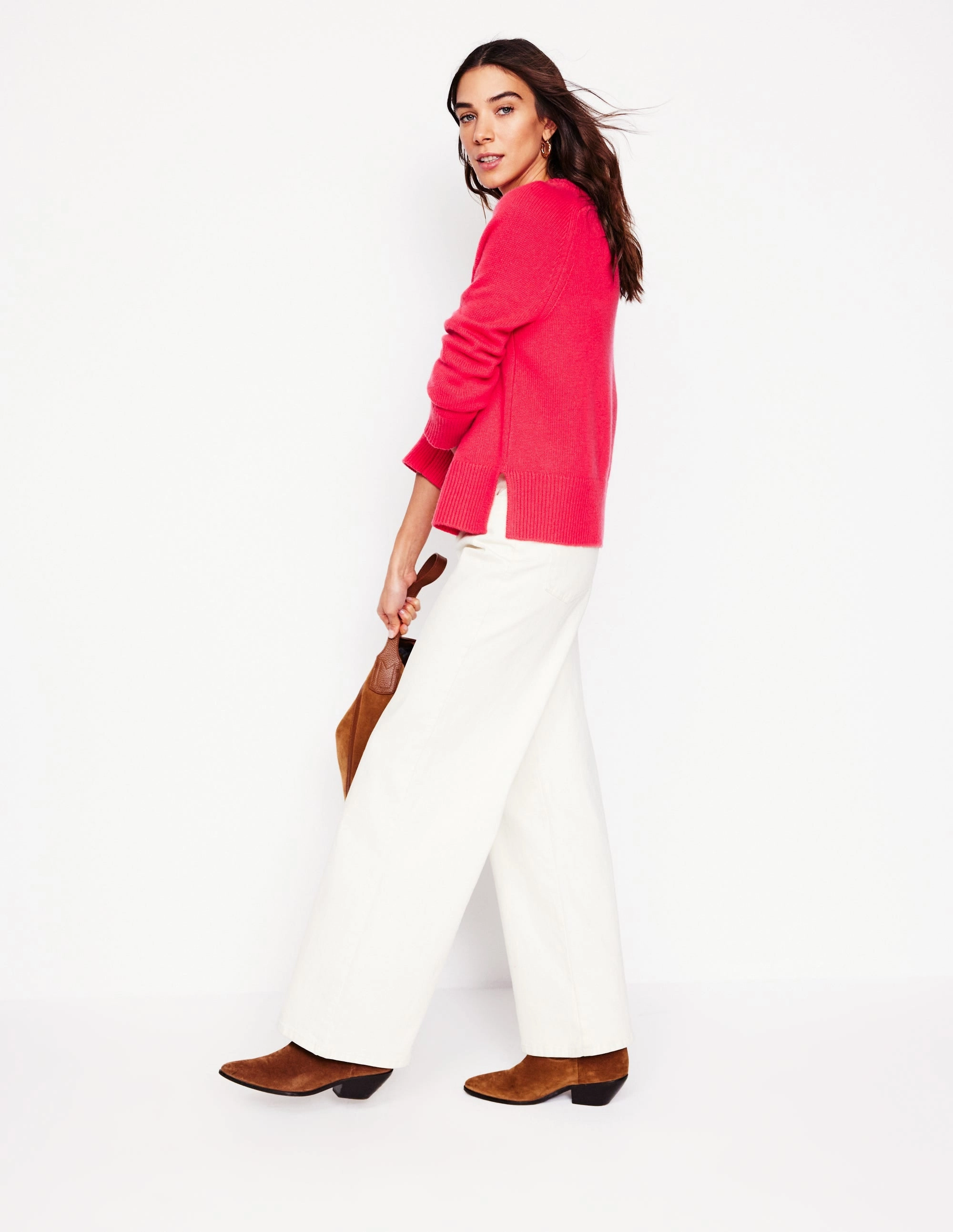 Wardrobe Must Wide Sleeve Cashmere Jumper-Camelia Pink