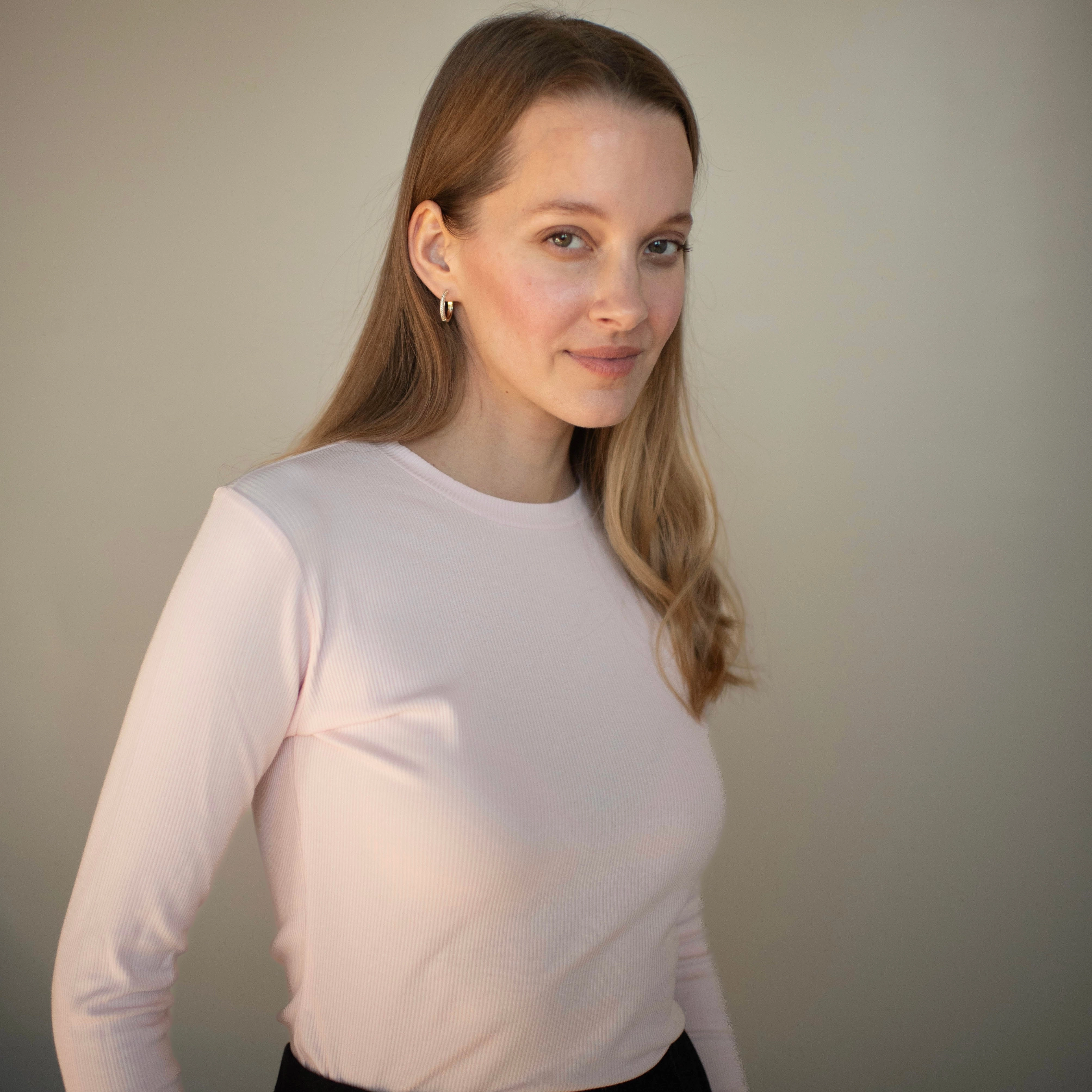 Temperature Control Technology Ribbed Crewneck Tee | Light Pink