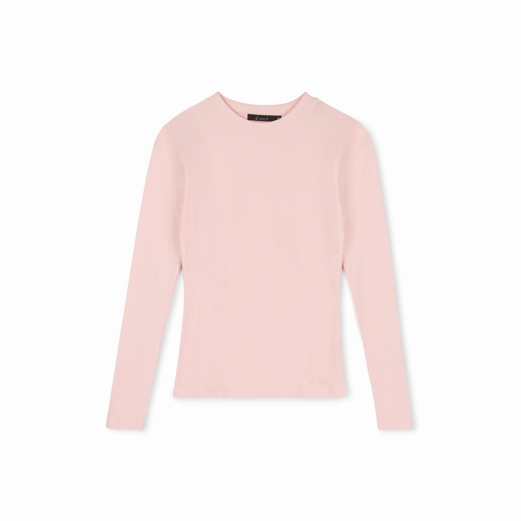 Reflective Detailing DoubleStitched Hemming Ribbed Crewneck Tee | Light Pink
