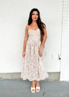 MONA LACE MIDI DRESS Flattering Layer Smart and Chic