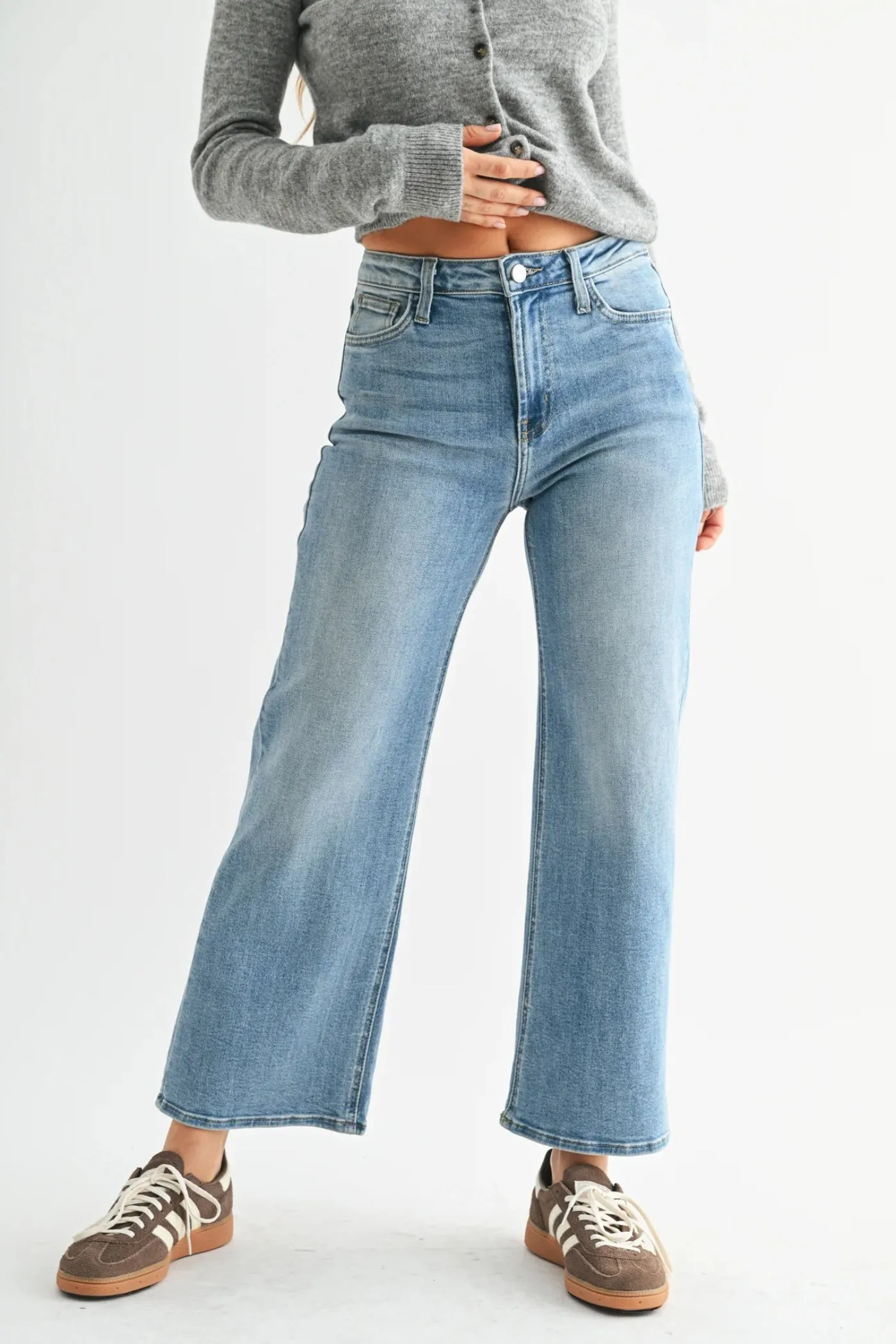 MONICA WIDE LEG JEANS Thermal Regulating Fabric Sleek Comfort